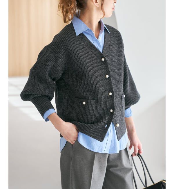 Spick and Span「《WEB限定》パール畦ニットカーディガン」|カーディガン|