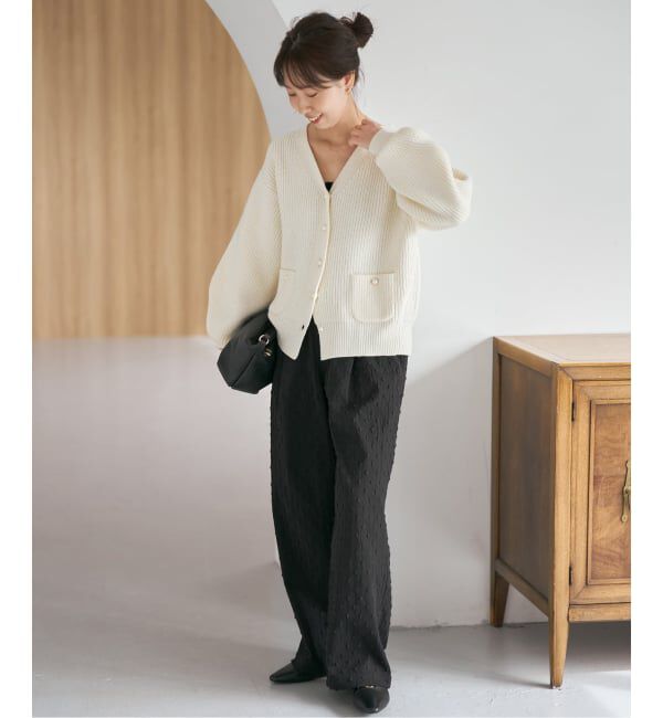 Spick and Span「《WEB限定》パール畦ニットカーディガン」|カーディガン|