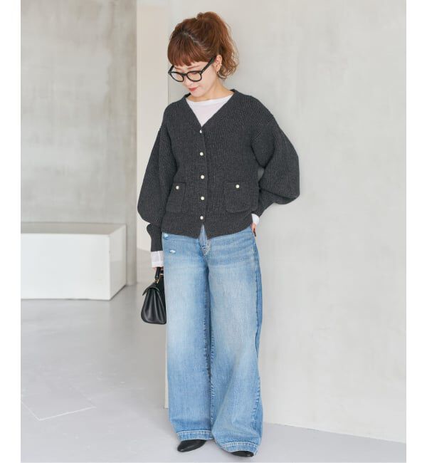 Spick and Span「《WEB限定》パール畦ニットカーディガン」|カーディガン|