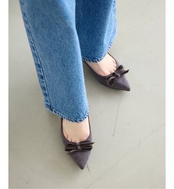  「4.5cmポインテッドダブルリボンパンプス」|パンプス|
