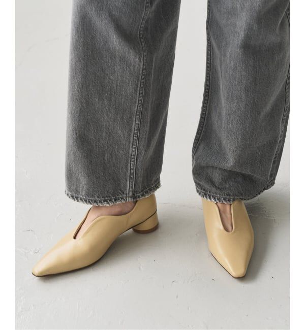  「3cmフレンチスクエアスリットパンプス」|パンプス|ベージュ
