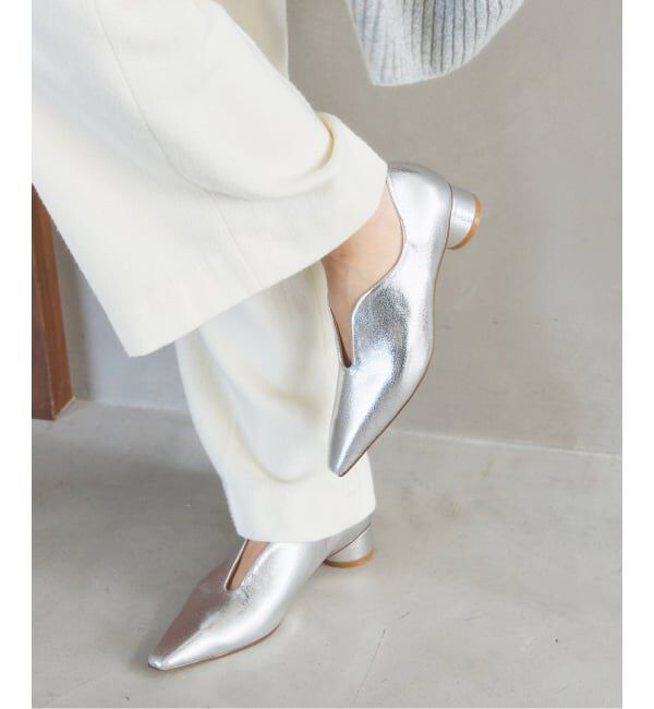  「3cmフレンチスクエアスリットパンプス」|パンプス|シルバー