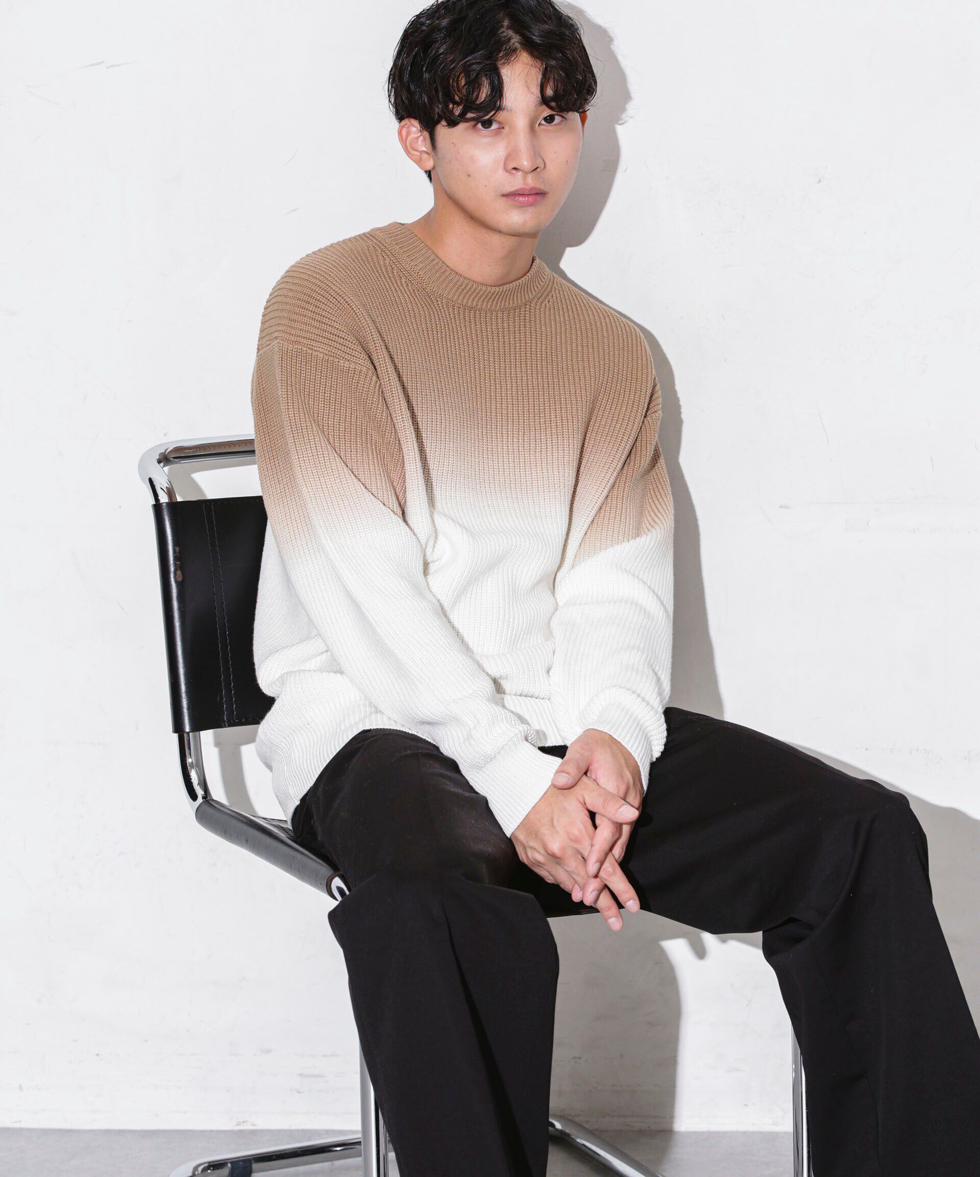 nano･universe「片畦グラデーションクルーネックニット」|ニット・セーター|