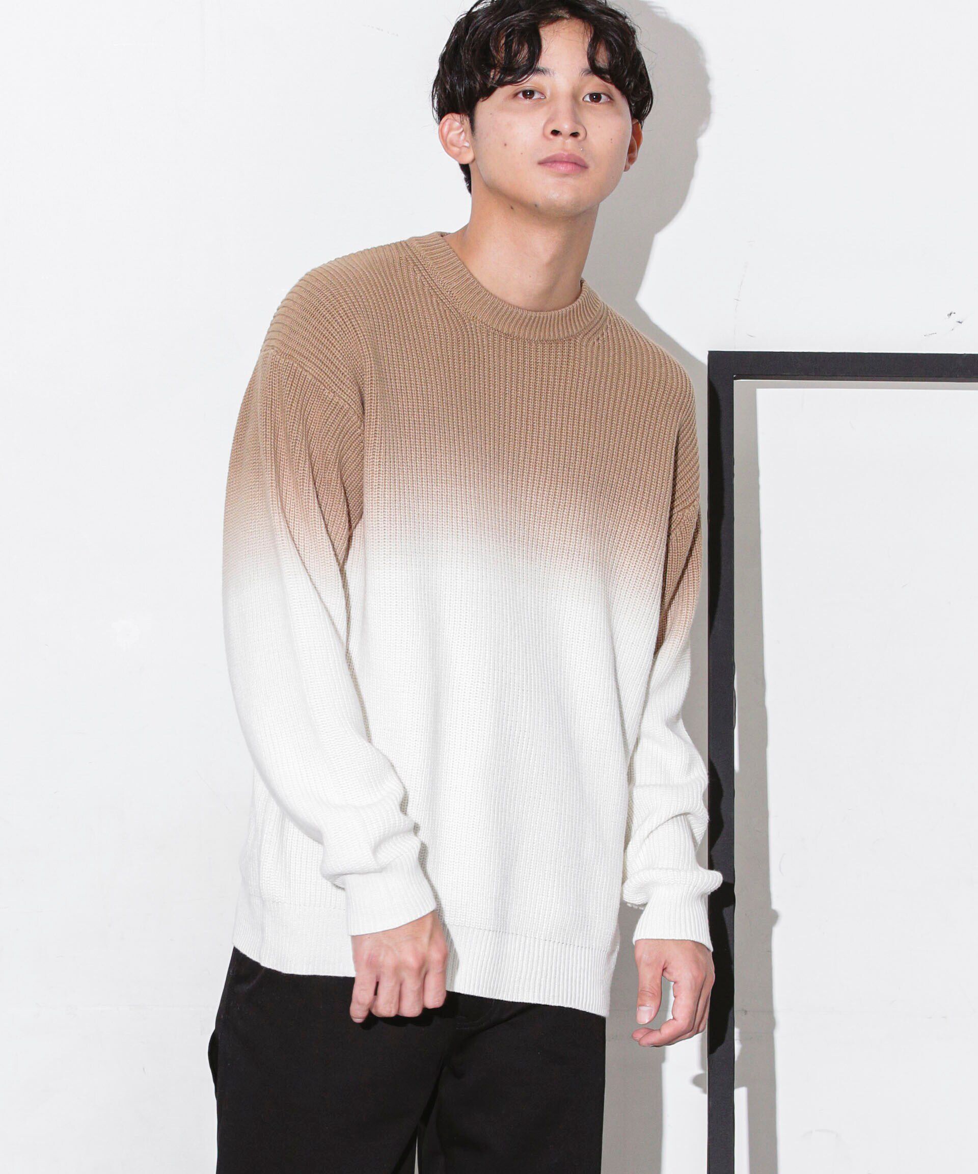 nano･universe「片畦グラデーションクルーネックニット」|ニット・セーター|