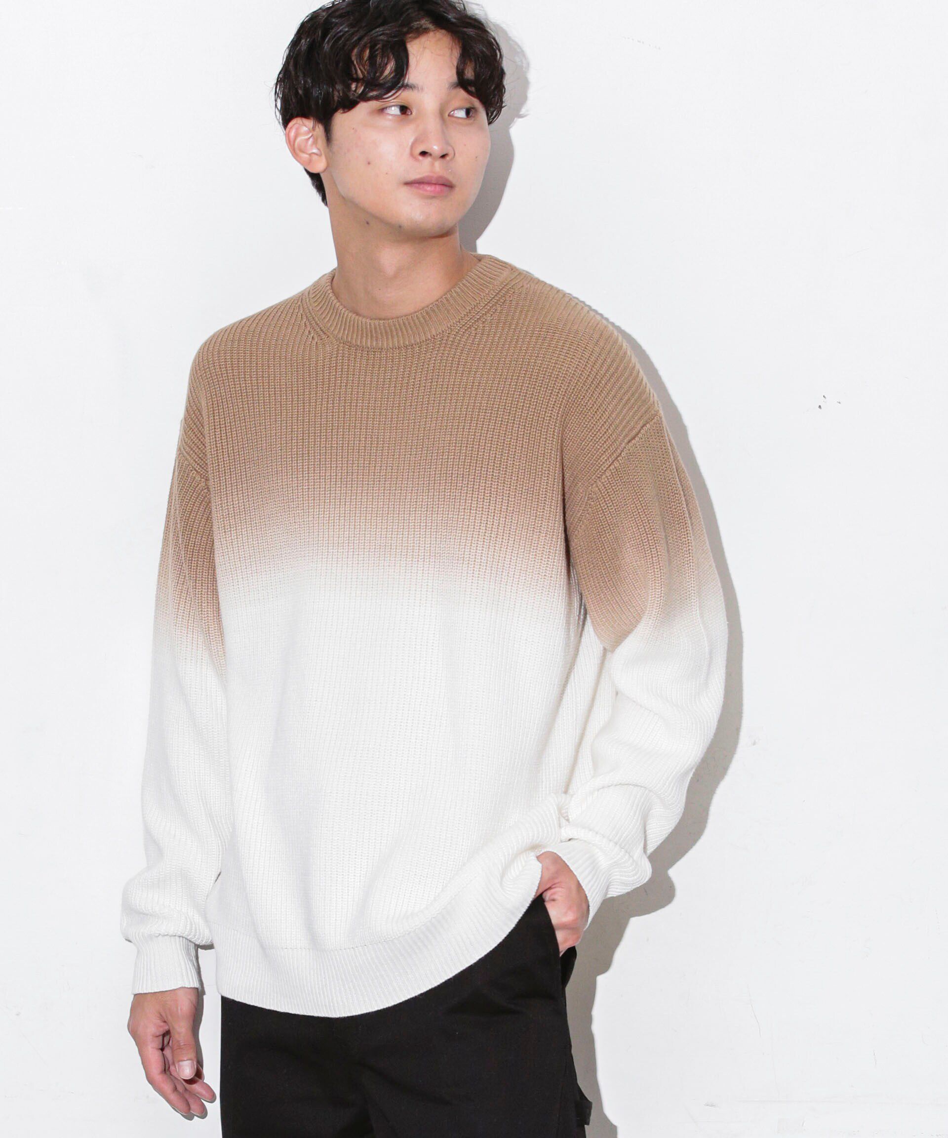 nano･universe「片畦グラデーションクルーネックニット」|ニット・セーター|