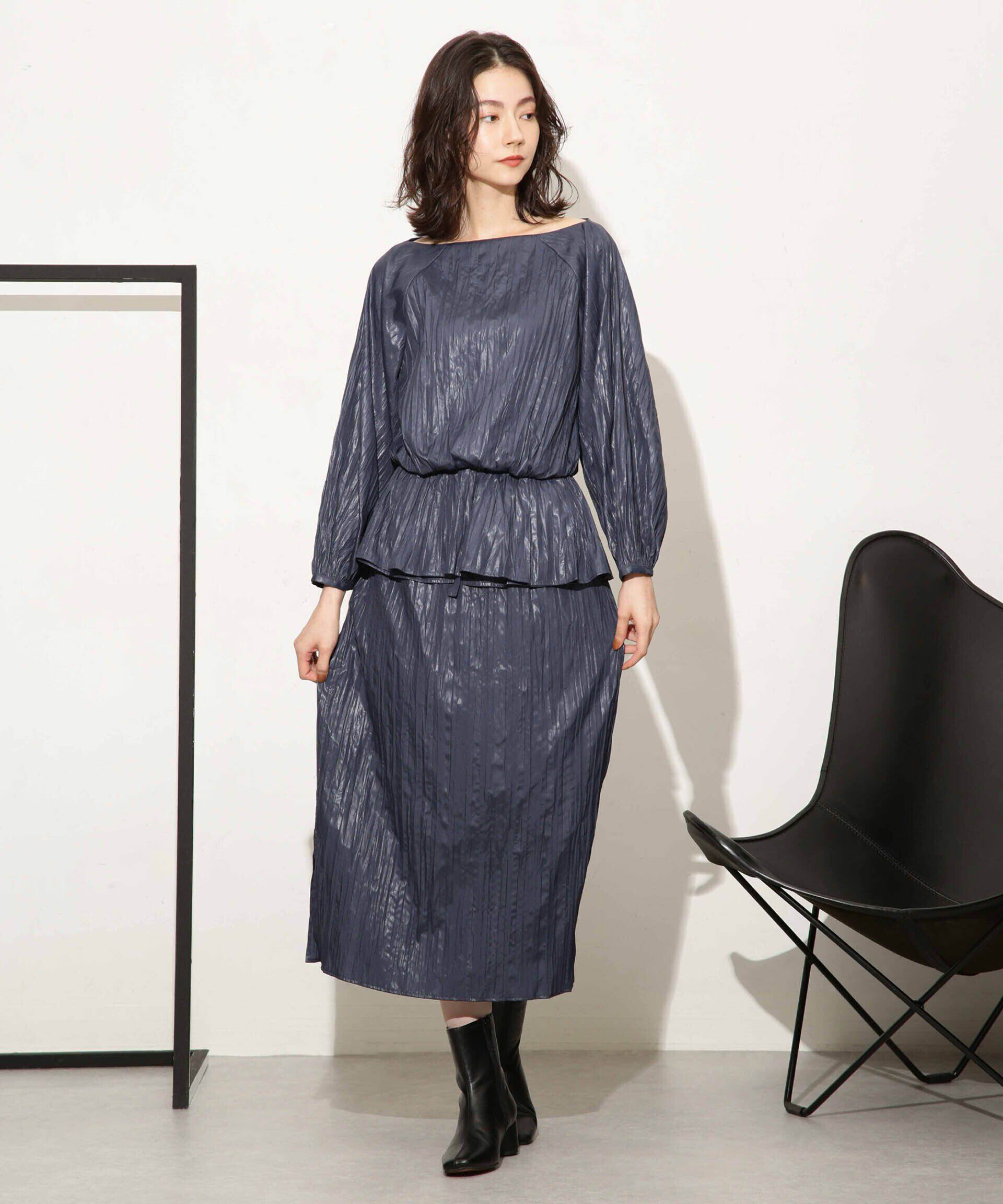 nano･universe「チンツサテンプリーツブラウス（セットアップ可）」|シャツ・ブラウス|