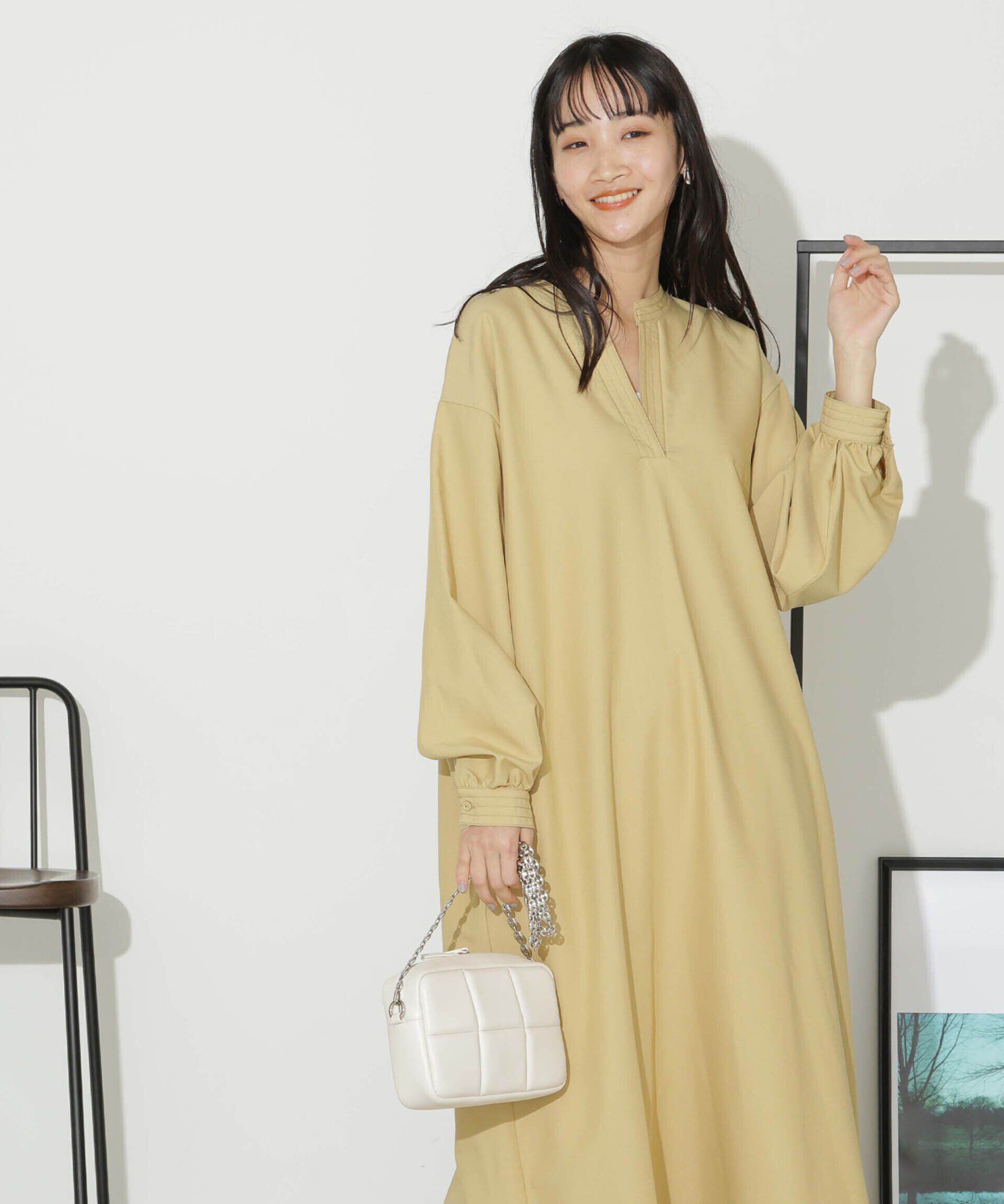 nano･universe「ハイカウントツイルバンドカラースキッパーワンピース」|ワンピース|