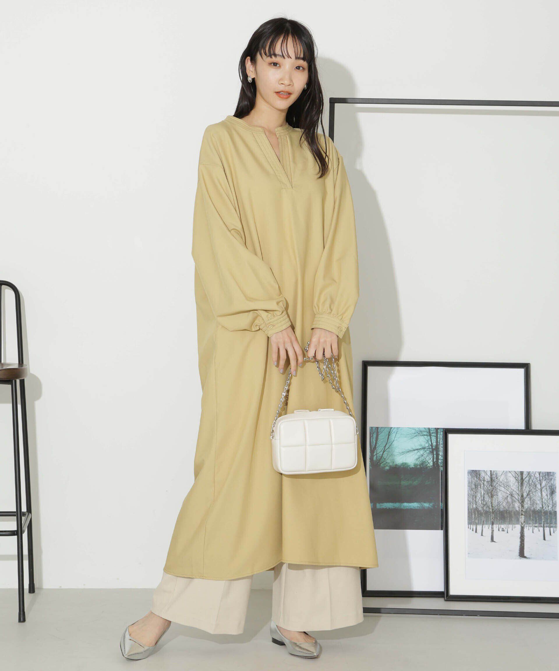 nano･universe「ハイカウントツイルバンドカラースキッパーワンピース」|ワンピース|