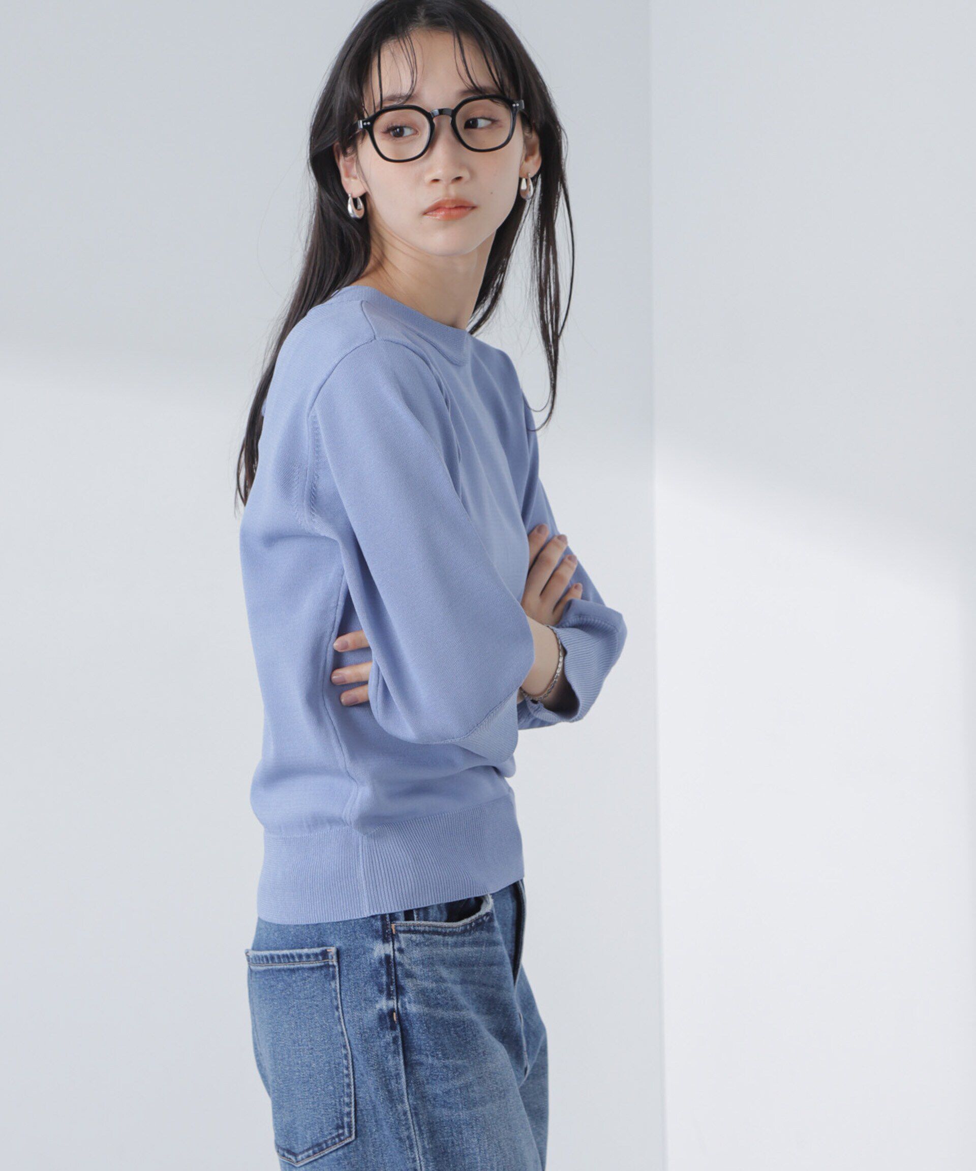 nano･universe「前後2wayボータイ半袖サマーニット」|ニット・セーター|