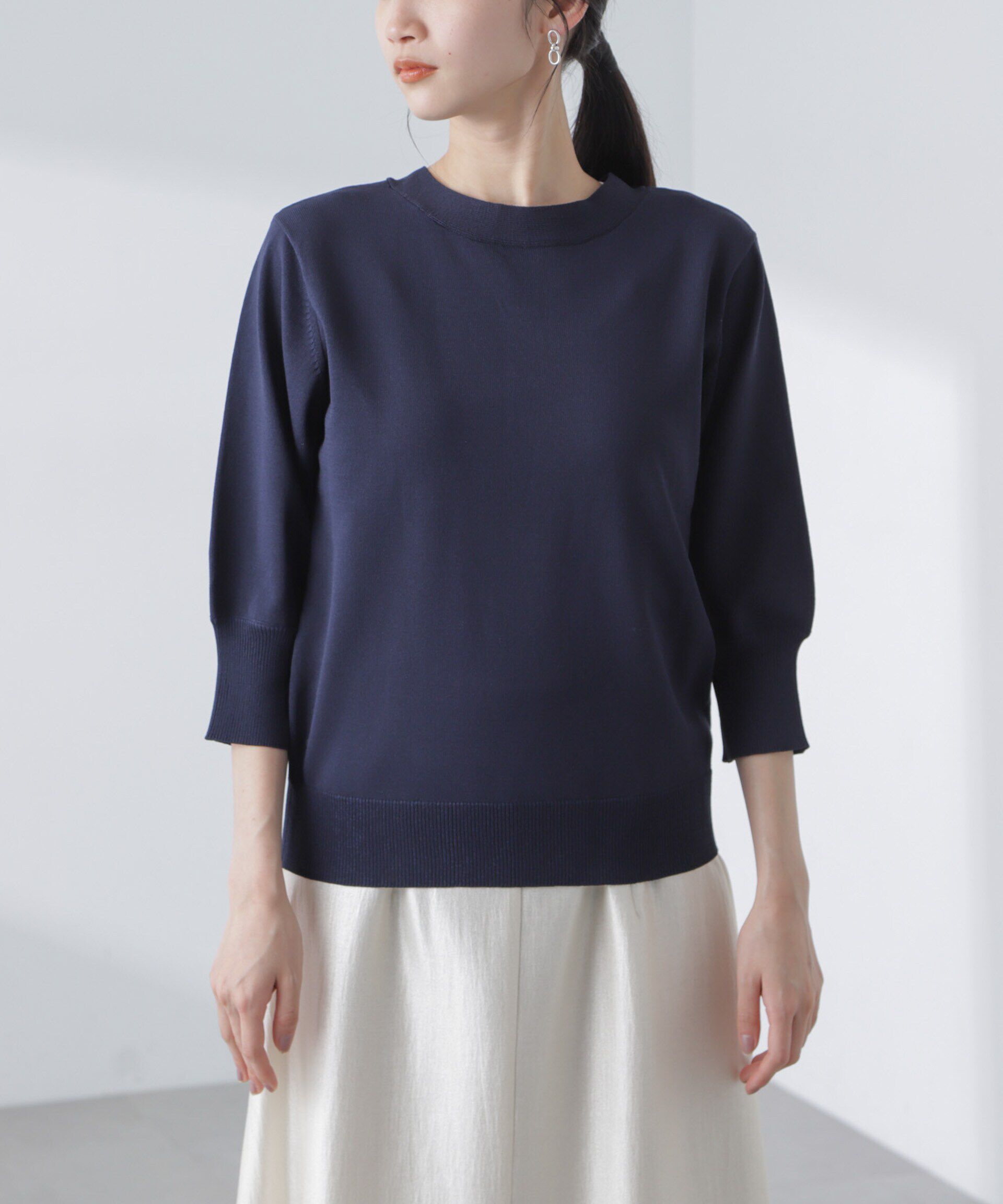 nano･universe「前後2wayボータイ半袖サマーニット」|ニット・セーター|