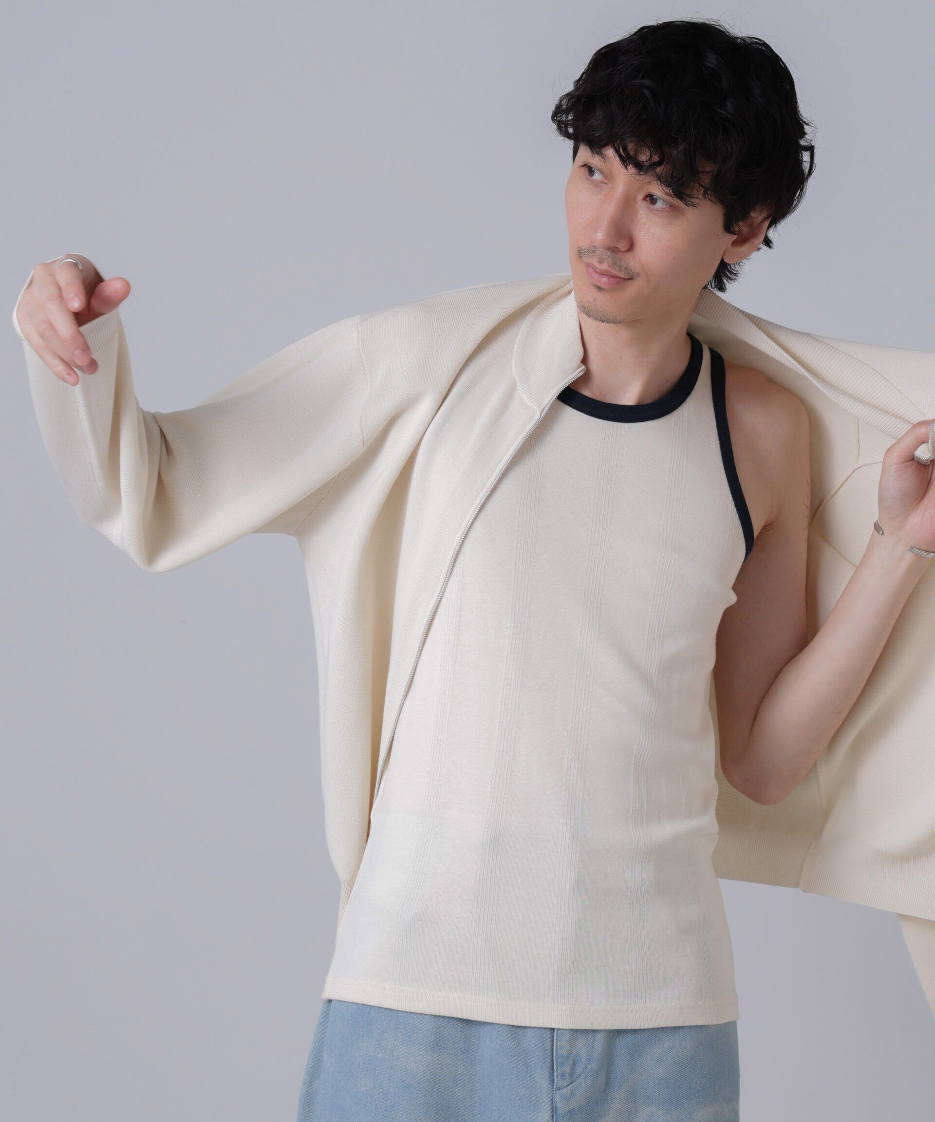 nano･universe「「NJ/CLUB」PARKSTOCK MILLER別注 パネルリブタンクトップ」|Tシャツ・カットソー|アイボリー7