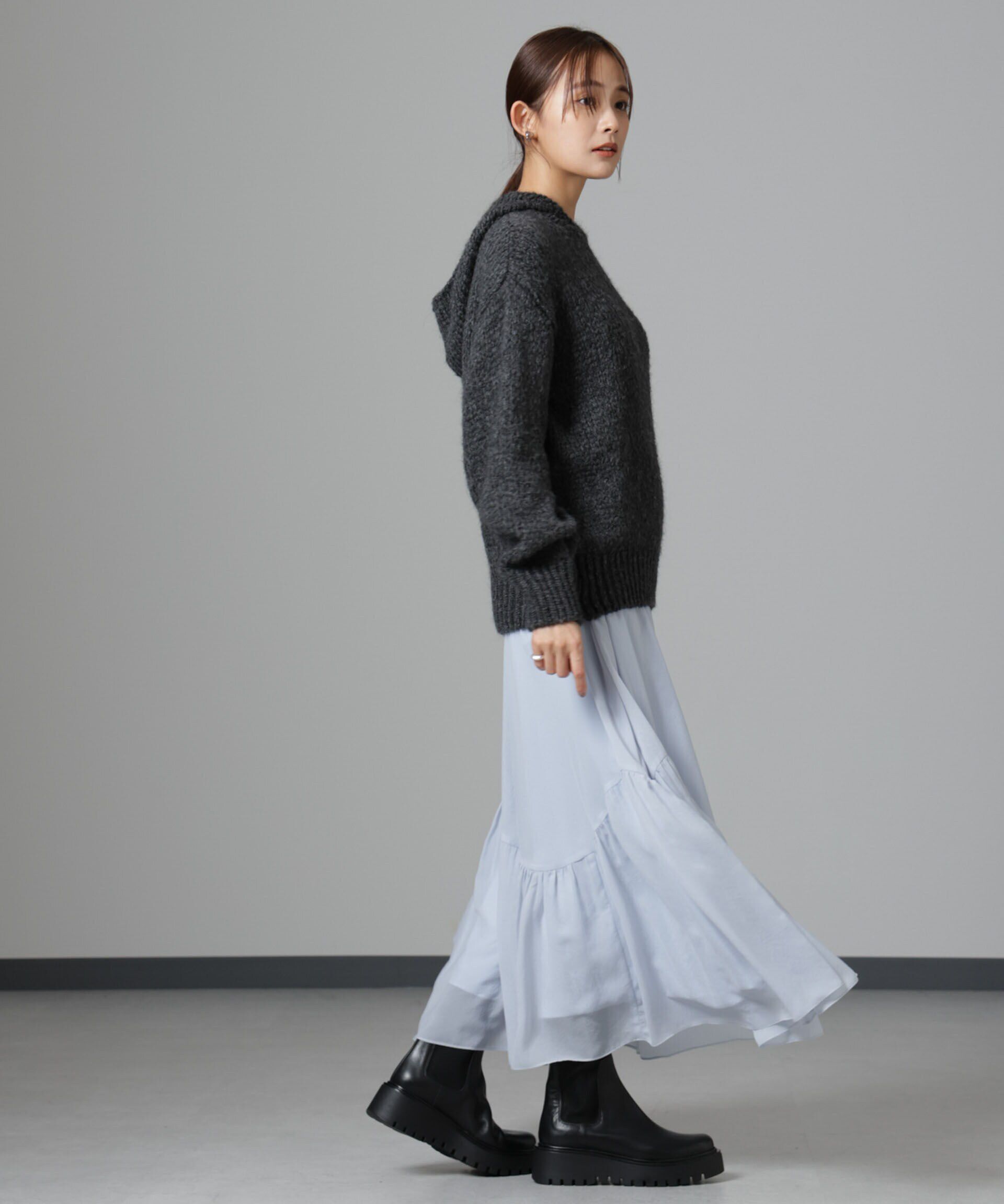 nano･universe「アシメティアードシフォンギャザースカート」|スカート|