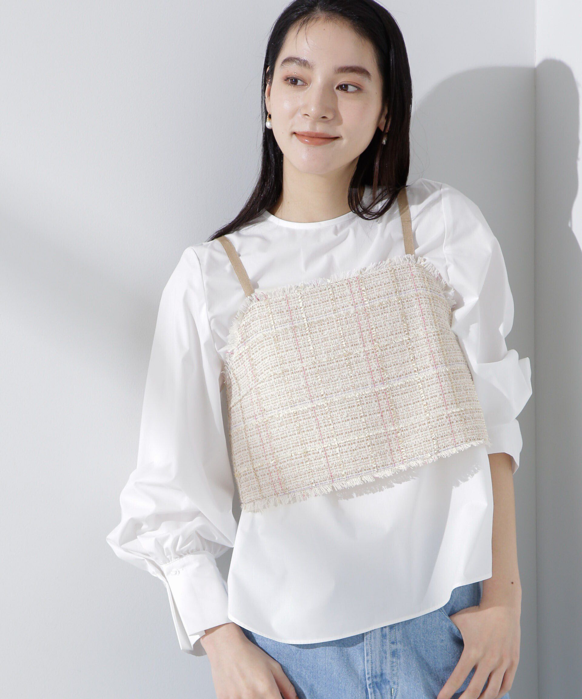 nano･universe「ツィードショートビスチェ」|シャツ・ブラウス|