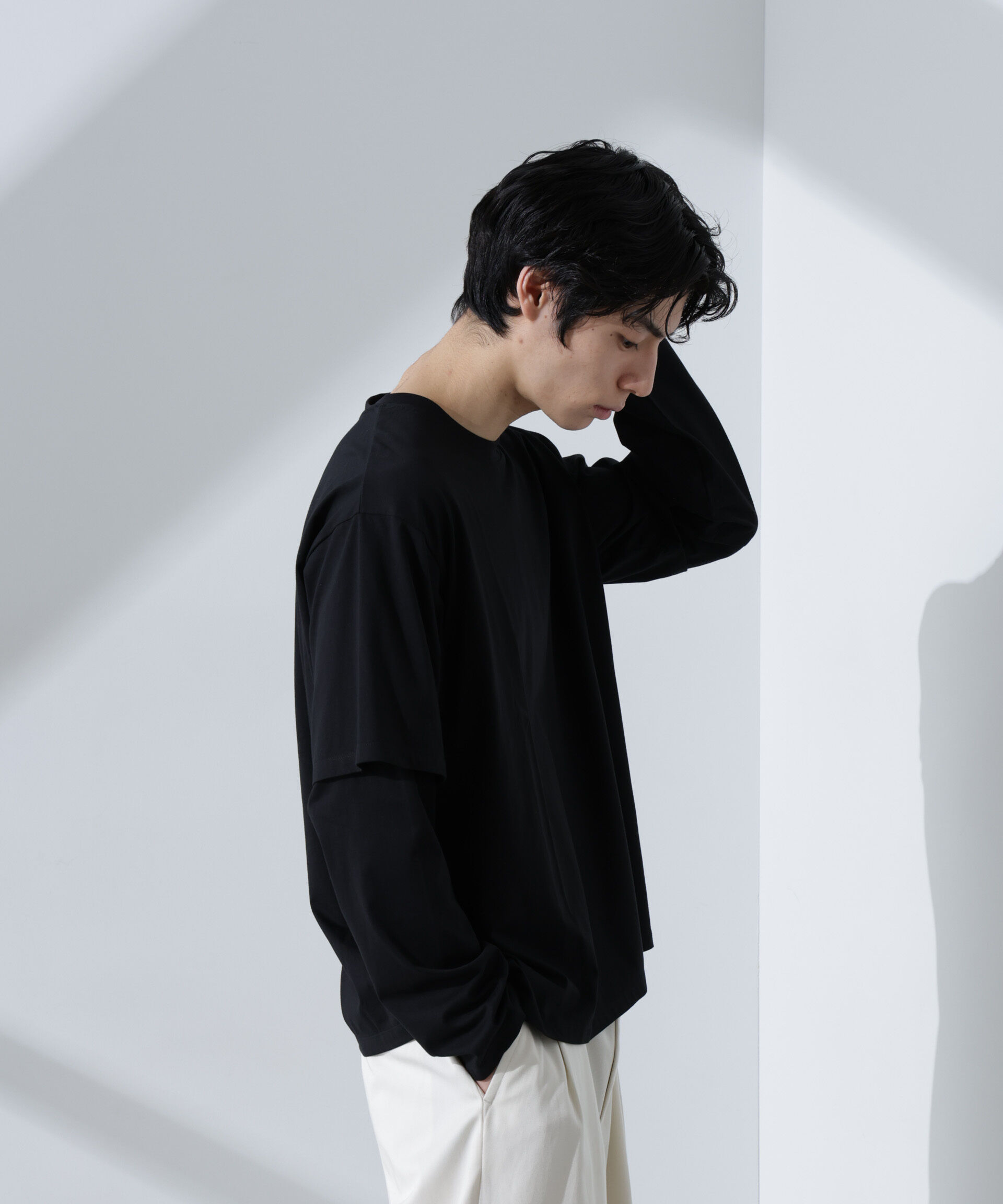 nano･universe「WEB限定/フェイクレイヤードTシャツ 長袖」|Tシャツ・カットソー|