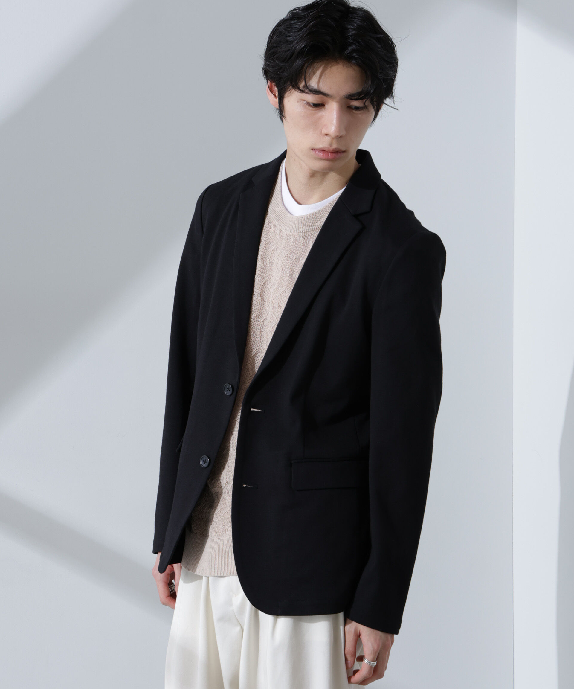 nano･universe「ストレッチカノコジャケット(セットアップ可)」|テーラードジャケット|ブラック