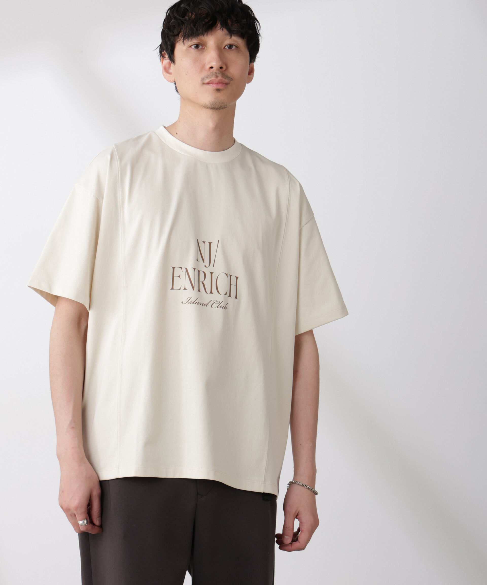 nano･universe「「NJ/CLUB」 ENRICHプリント切り替え Tシャツ」|Tシャツ・カットソー|