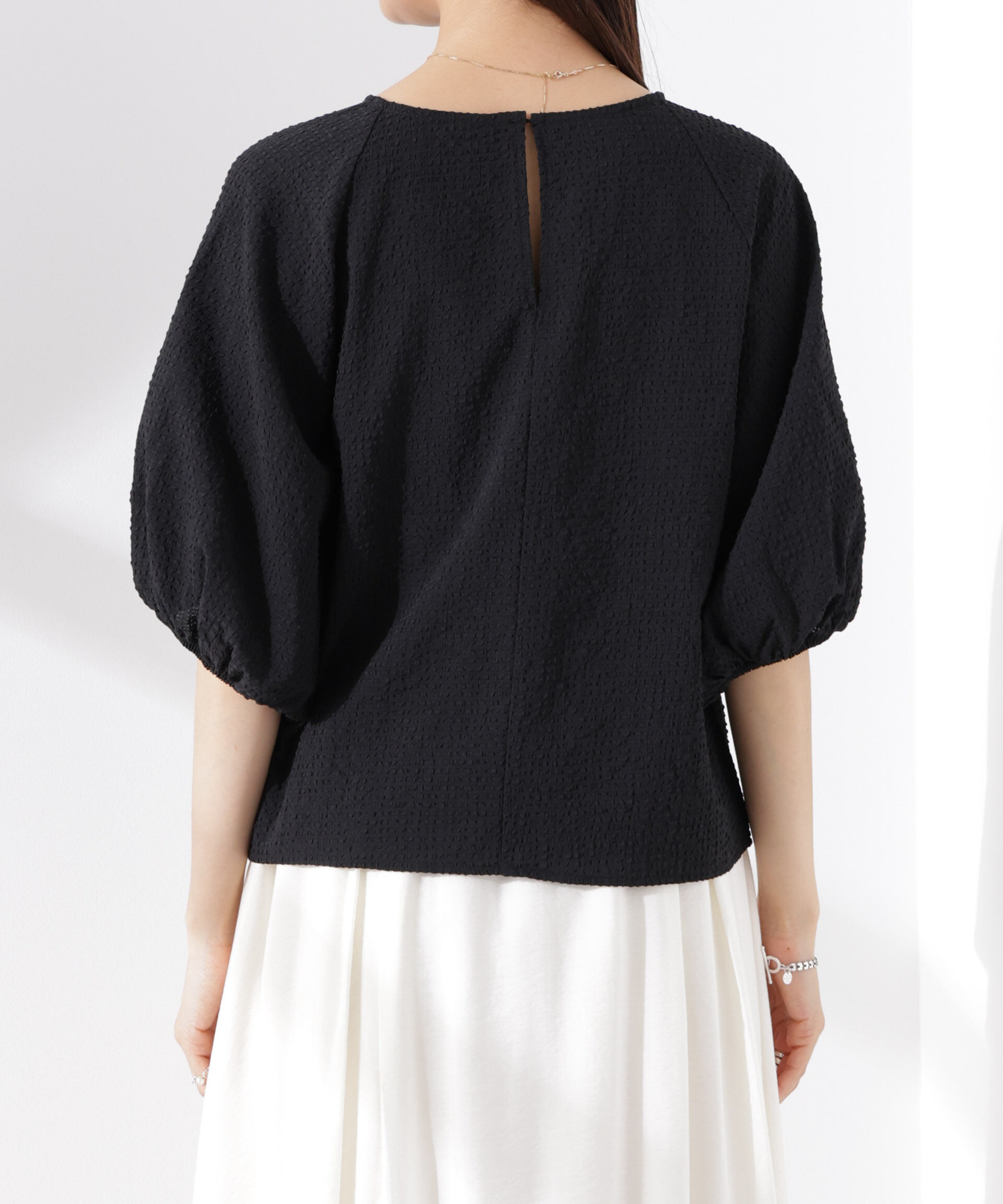 nano･universe「サッカーバルーンスリーブプルオーバーブラウス」|シャツ・ブラウス|