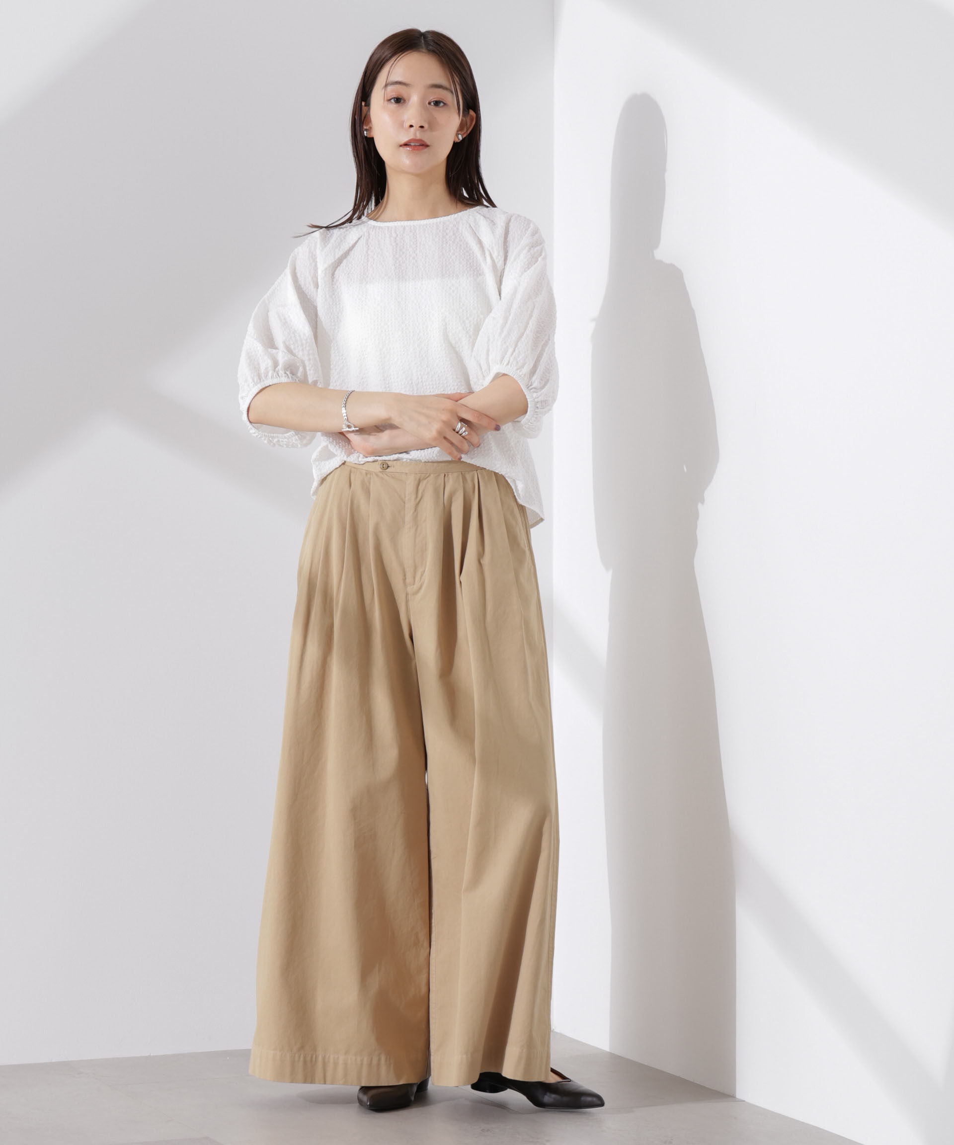 nano･universe「サッカーバルーンスリーブプルオーバーブラウス」|シャツ・ブラウス|