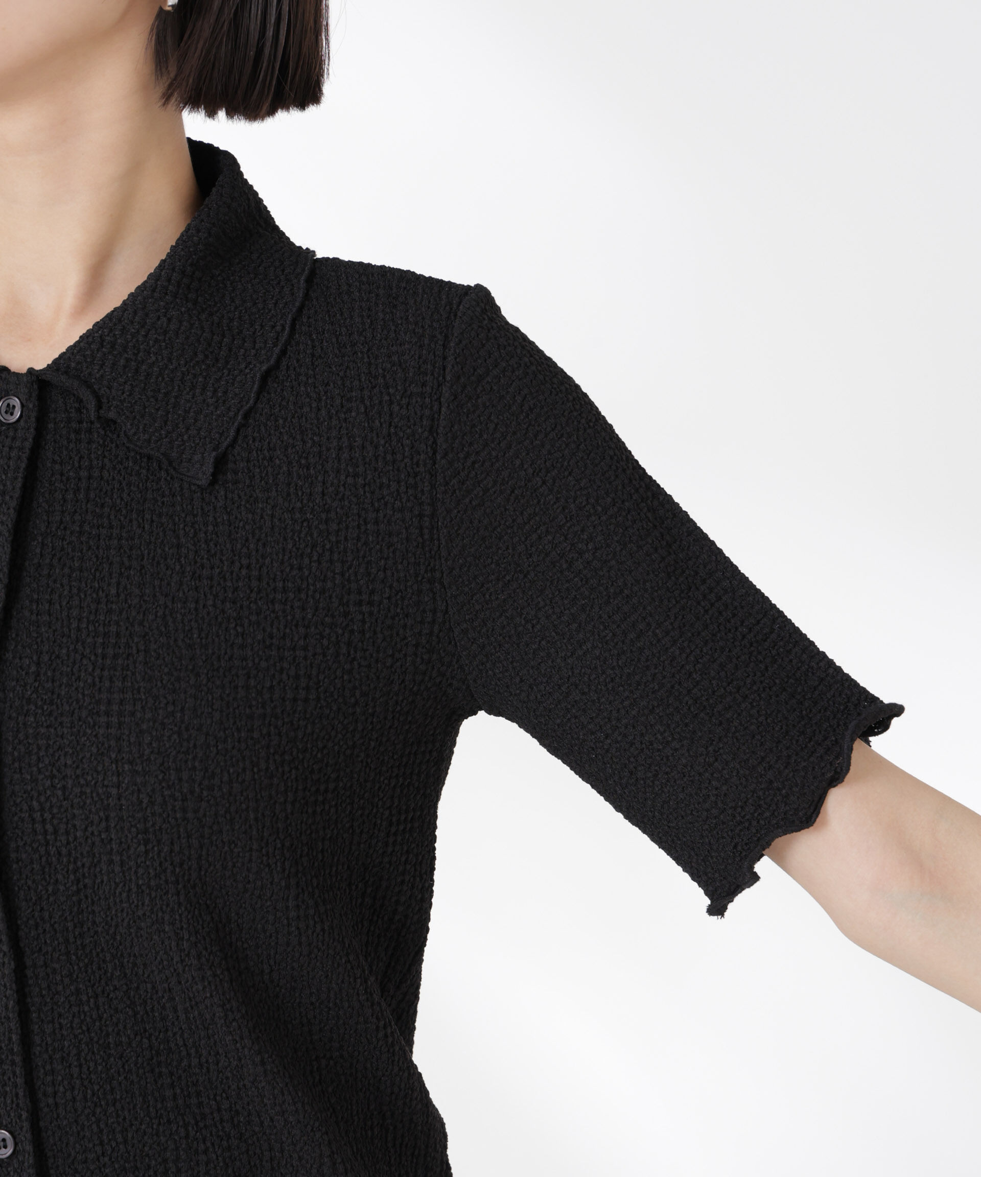 nano･universe「衿付カットジャガードメロートップス」|Tシャツ・カットソー|