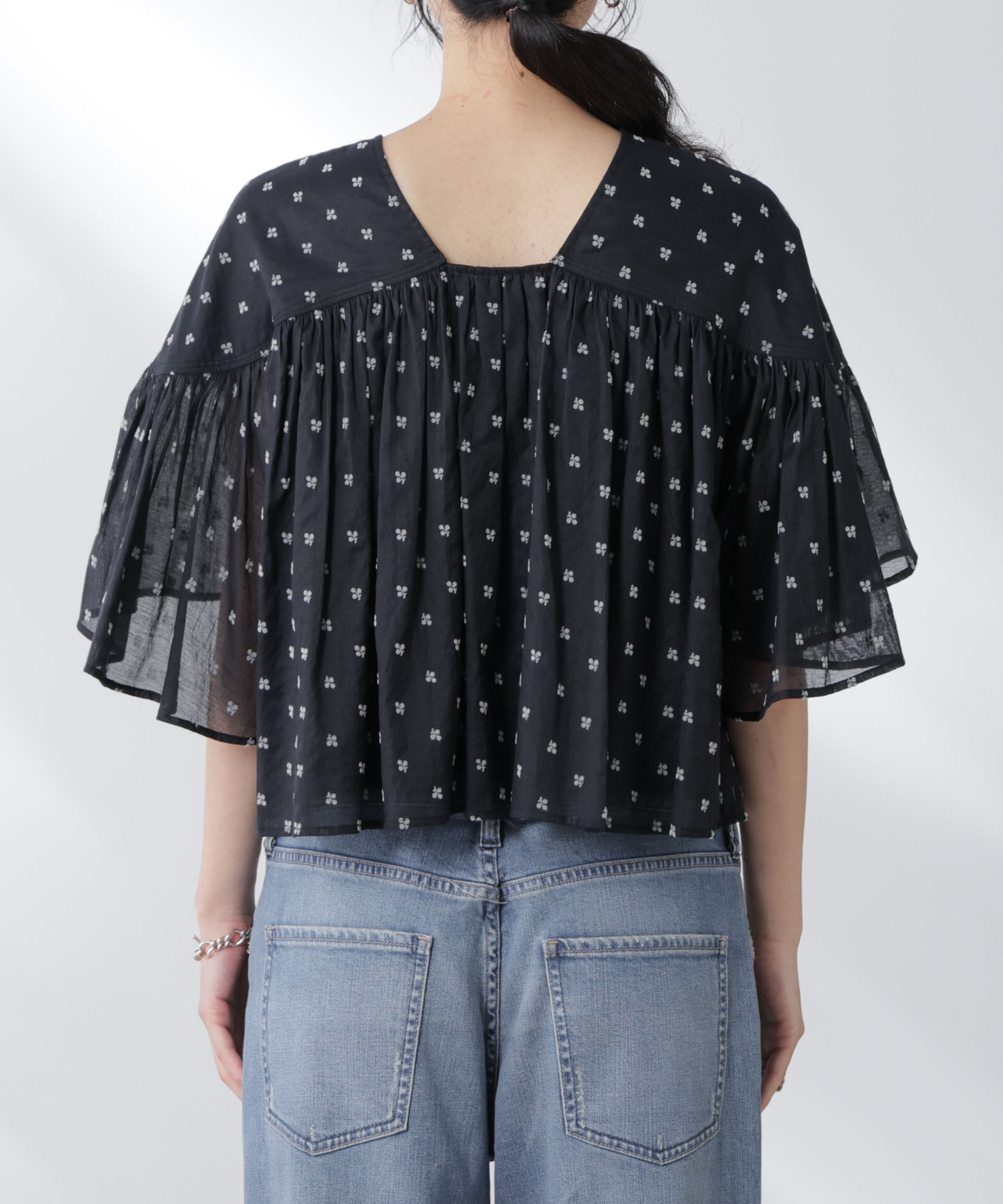 nano･universe「made in india コットンフロッキーフラワーブラウス」|シャツ・ブラウス|
