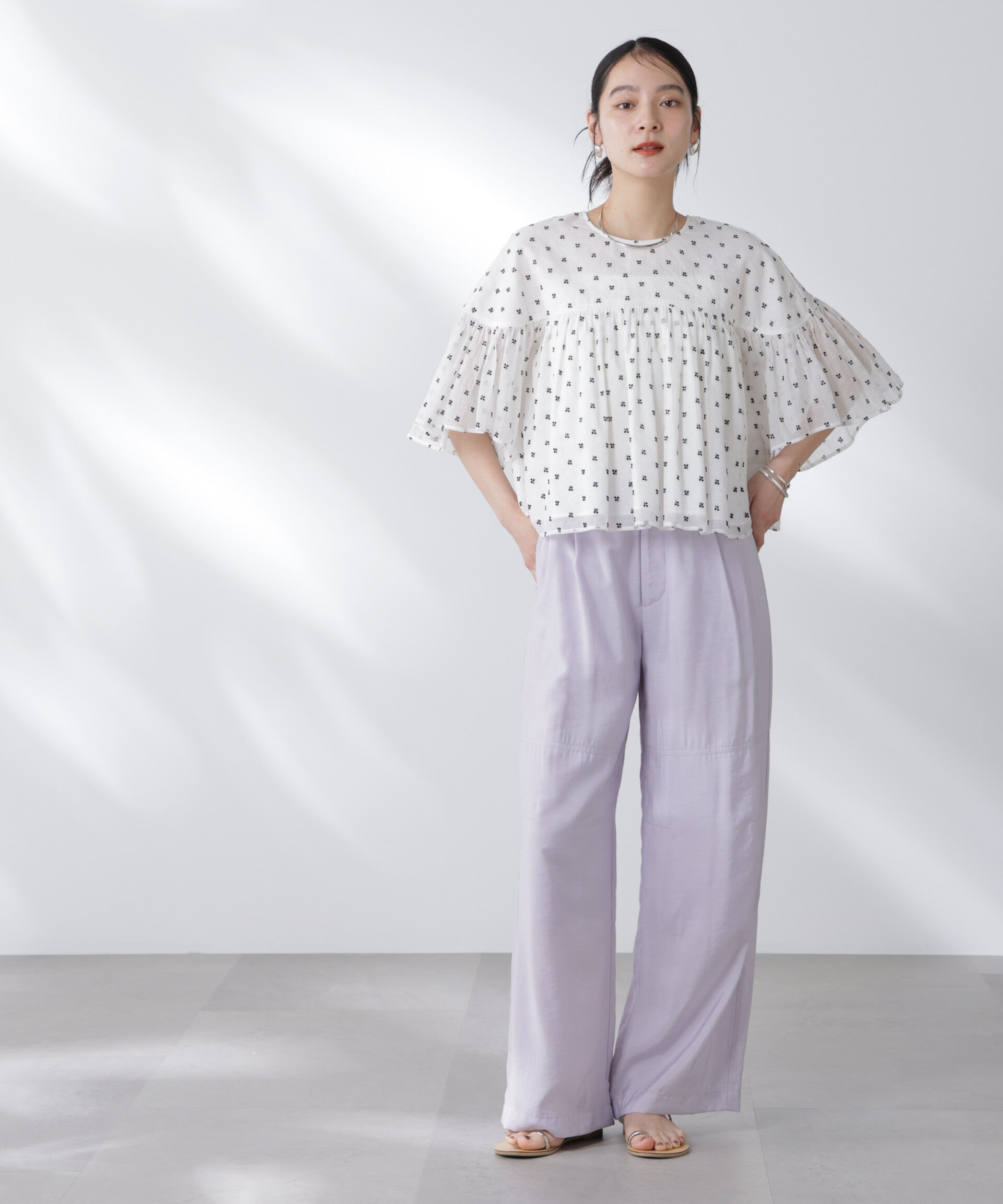 nano･universe「made in india コットンフロッキーフラワーブラウス」|シャツ・ブラウス|