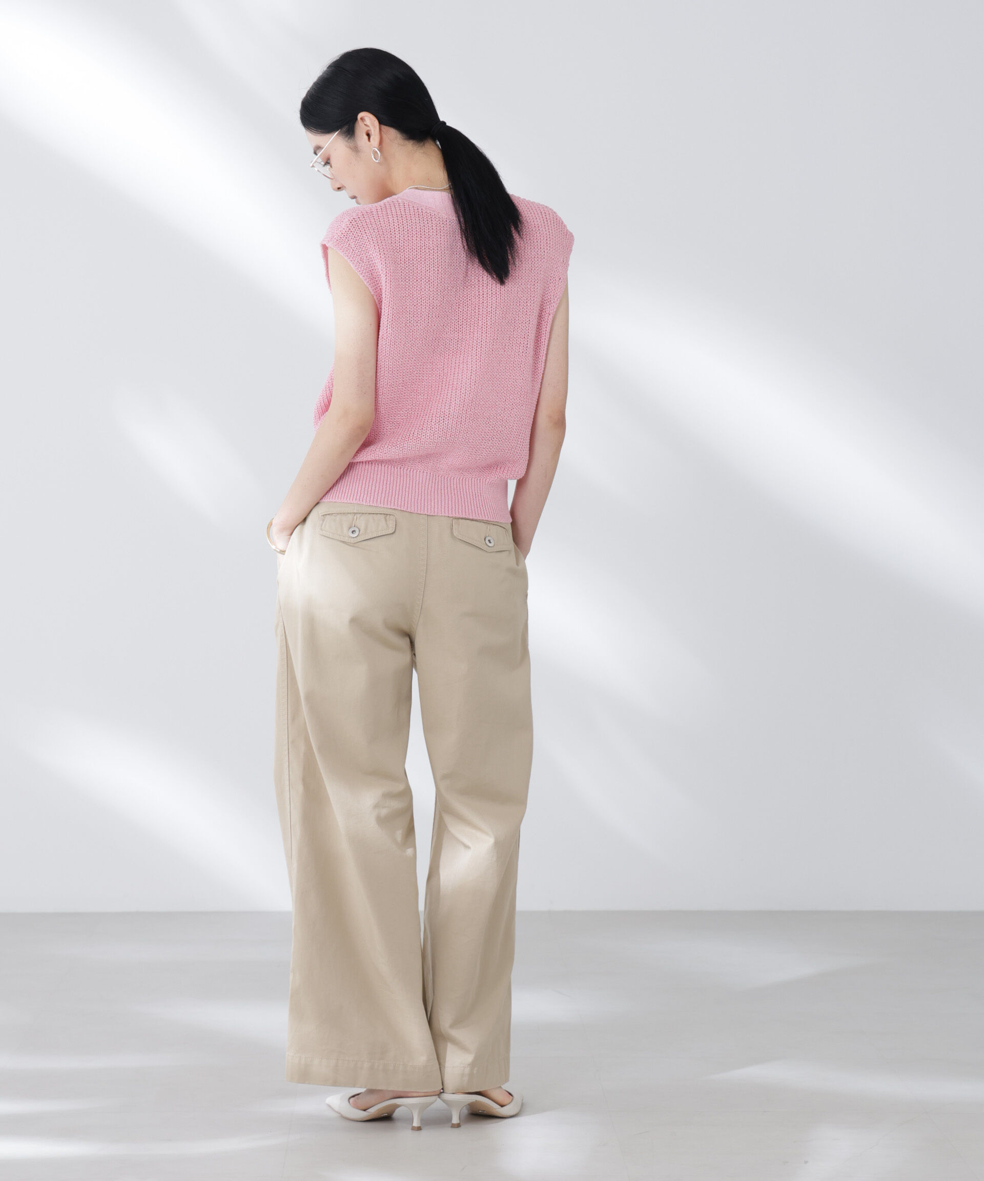 nano･universe「ペーパーヤーン畦ニットベスト」|ニット・セーター|