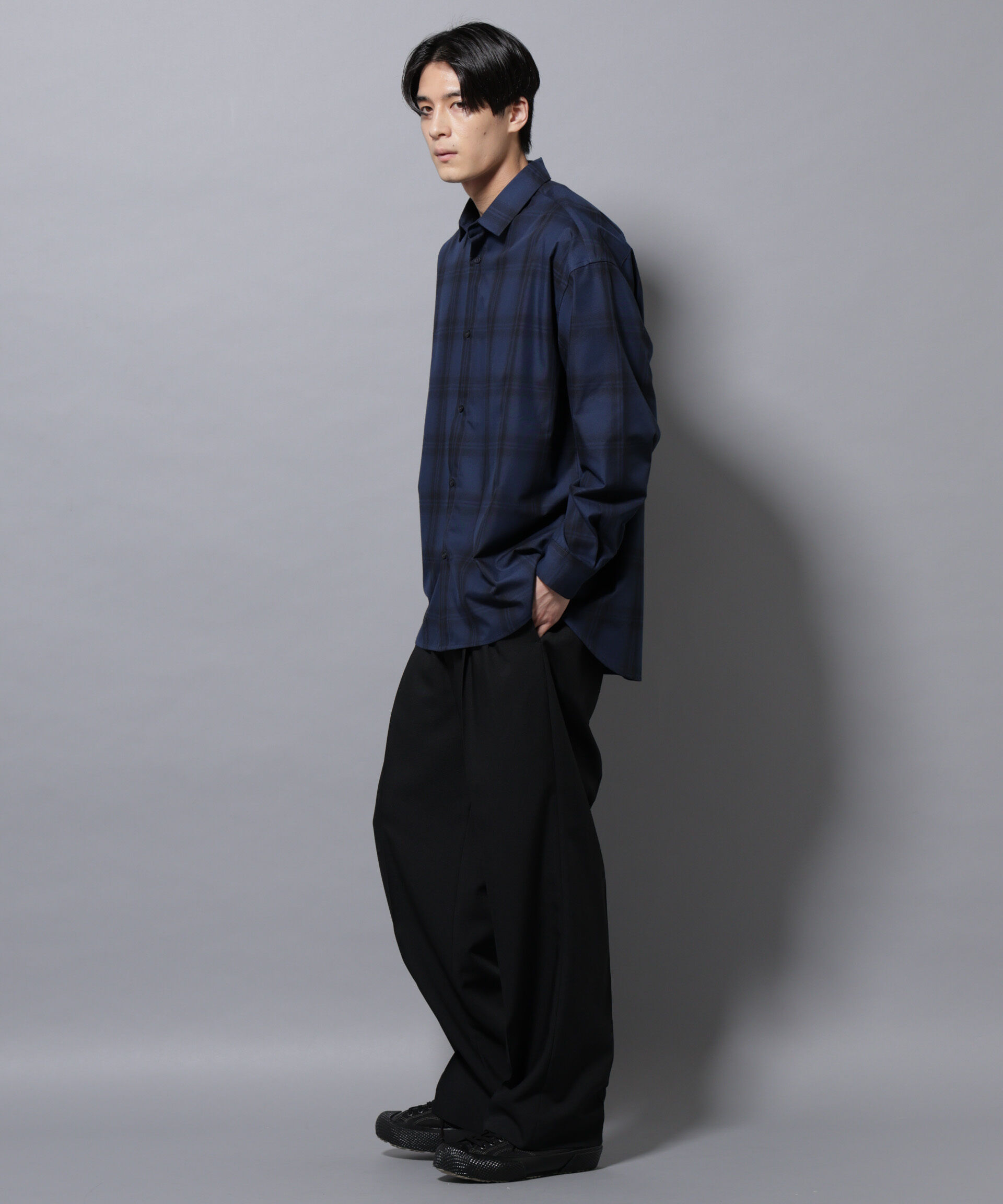 nano･universe「ビッグドレープチェックシャツ 長袖」|シャツ・ブラウス|