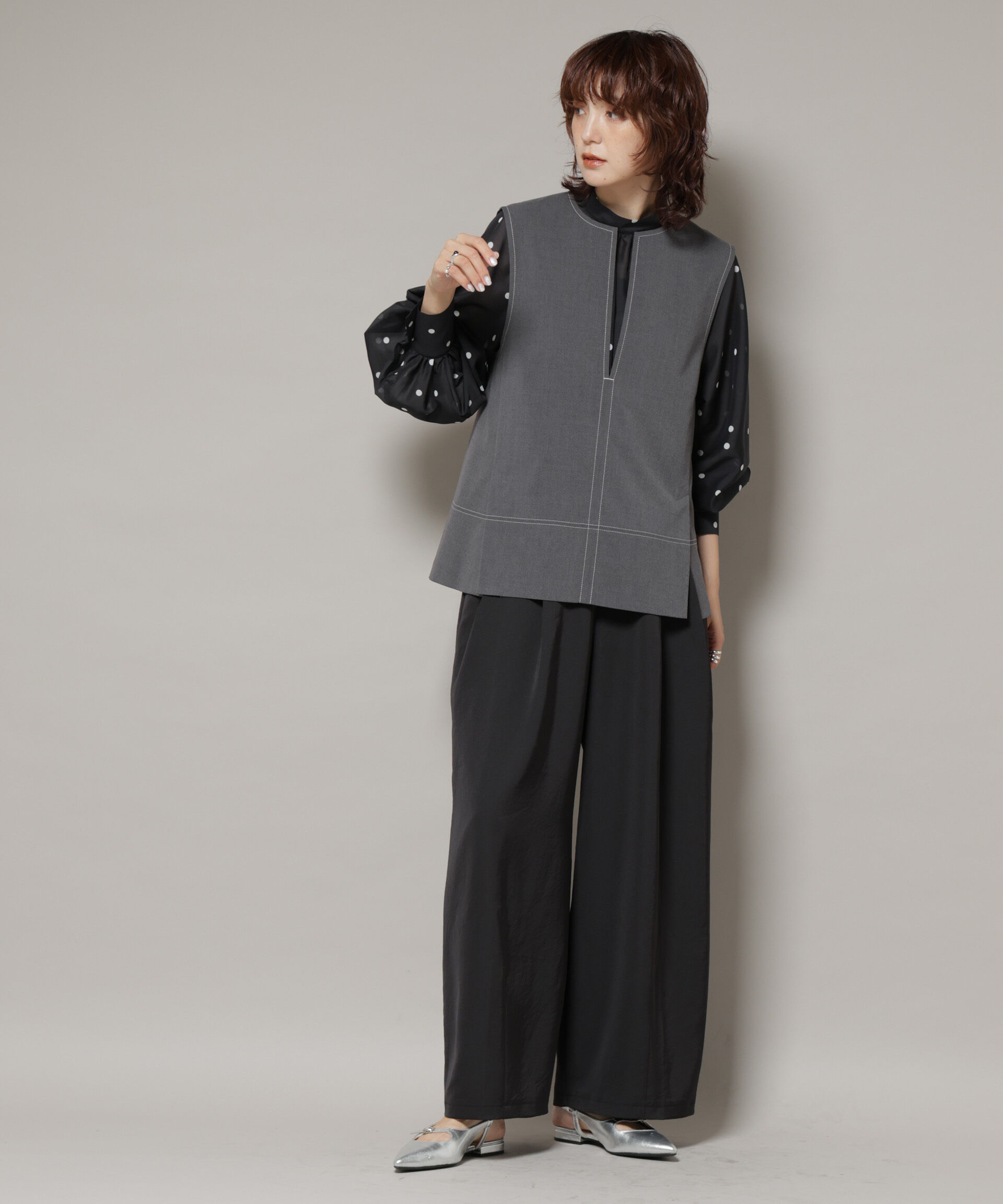 nano･universe「ドライウェザーストレッチバイカラーステッチベスト(セットアップ可)」|シャツ・ブラウス|