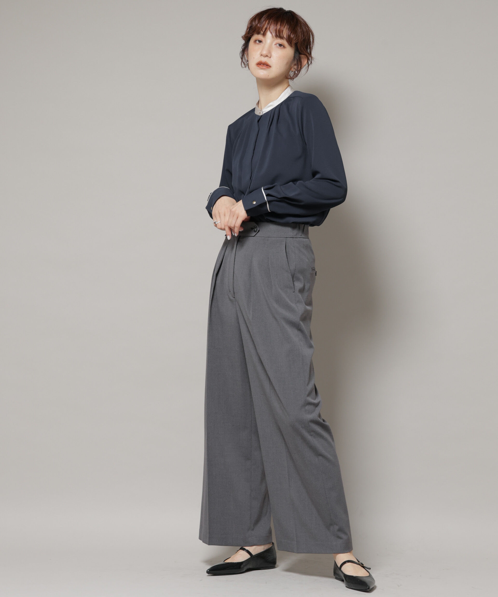 nano･universe「ドライウェザーストレッチ2タックワイドパンツ(セットアップ可)」|チノ|