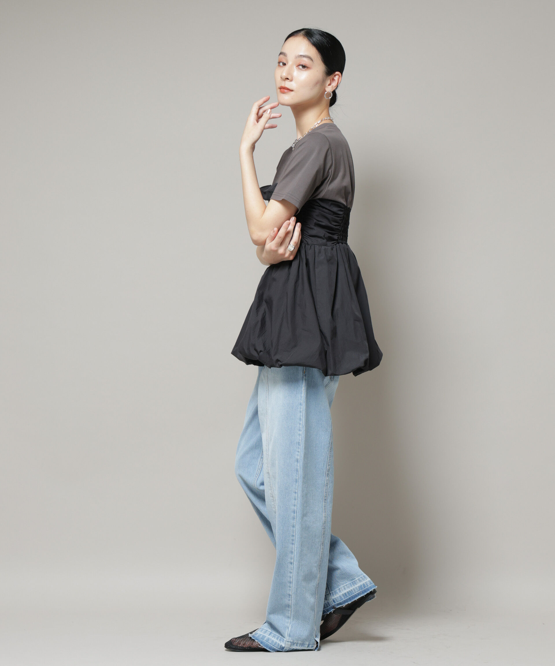 nano･universe「バルーンビスチェドッキングトップス」|Tシャツ・カットソー|