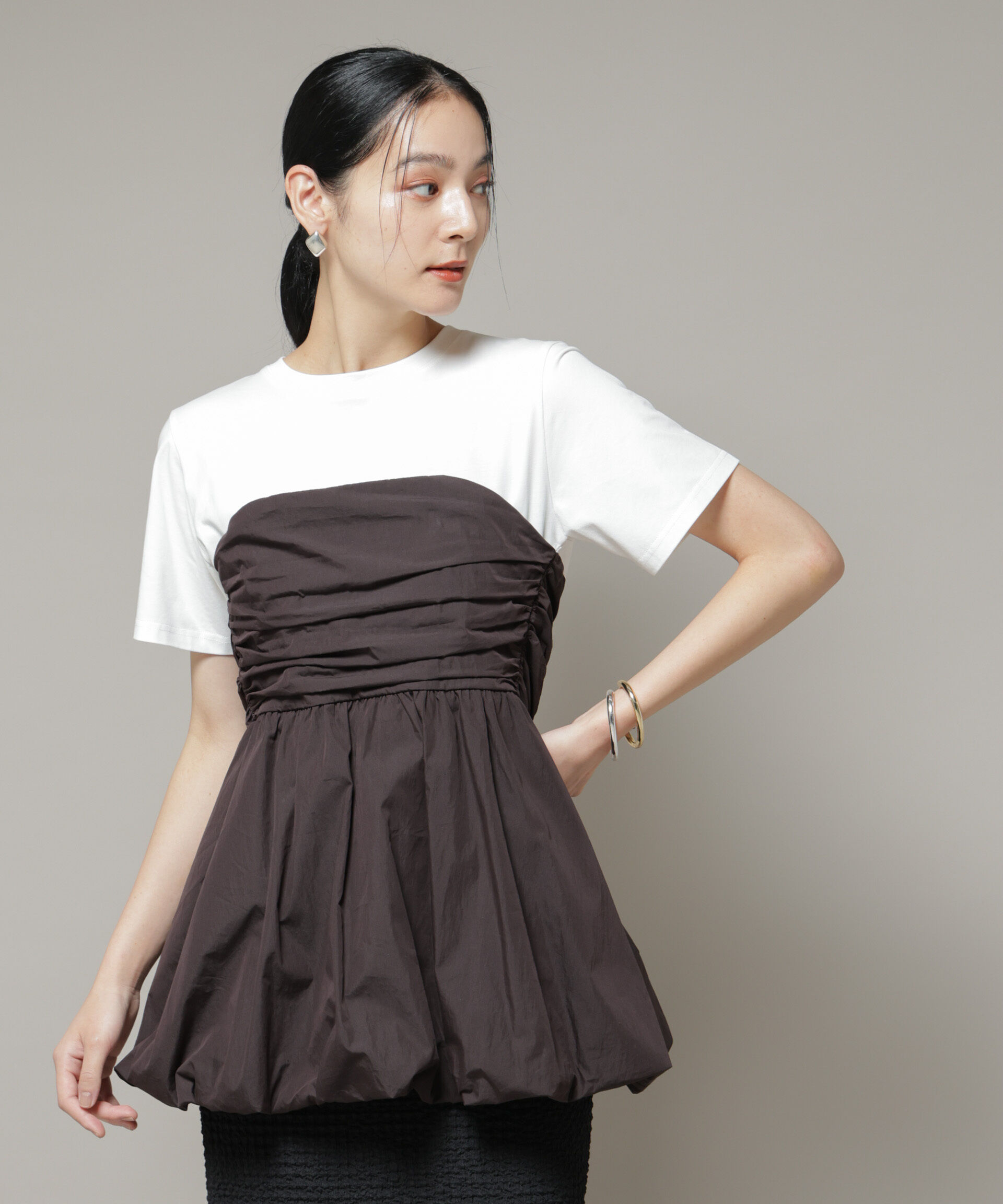 nano･universe「バルーンビスチェドッキングトップス」|Tシャツ・カットソー|