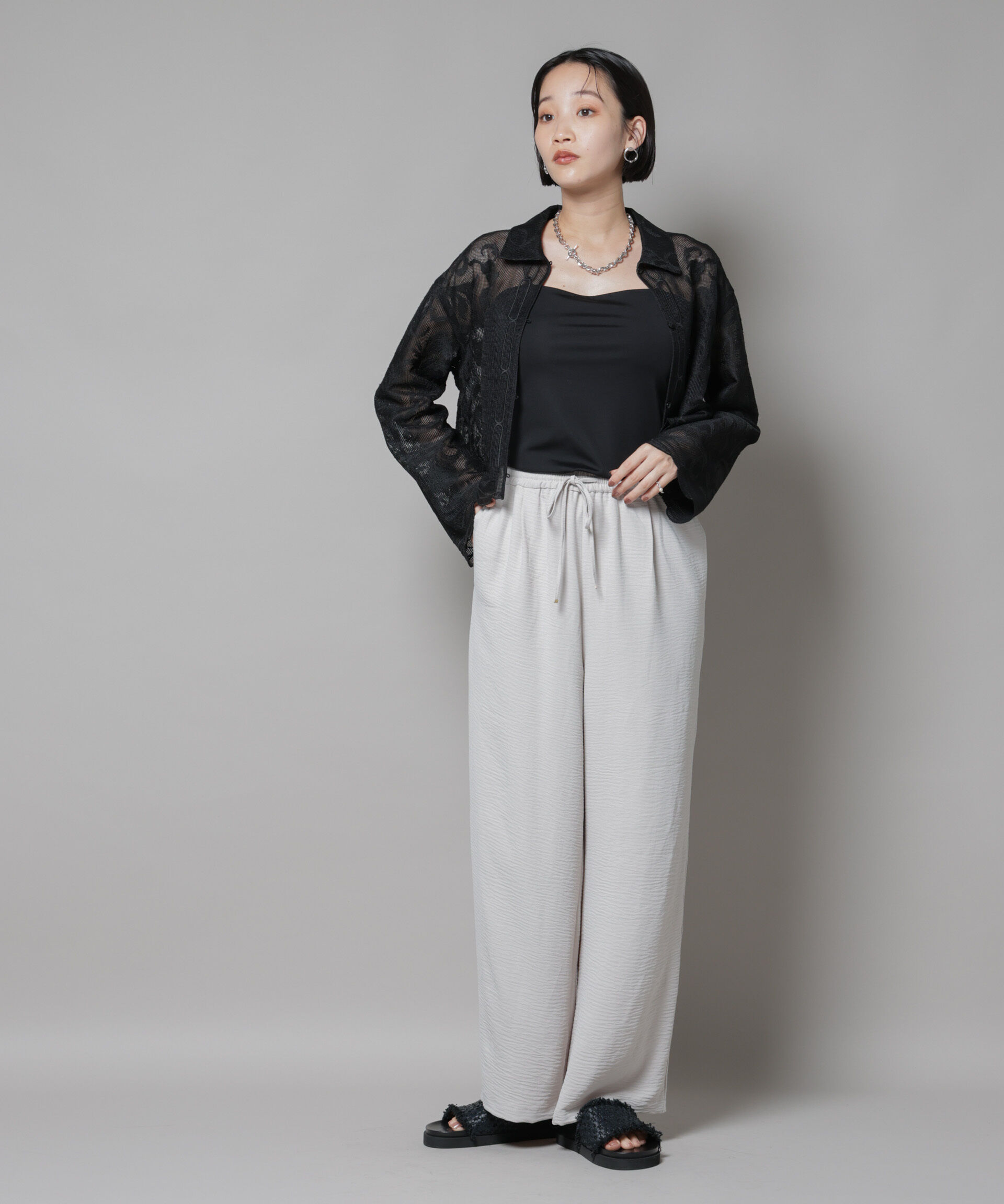 nano･universe「イージードロストワイドパンツ(セットアップ可)」|チノ|