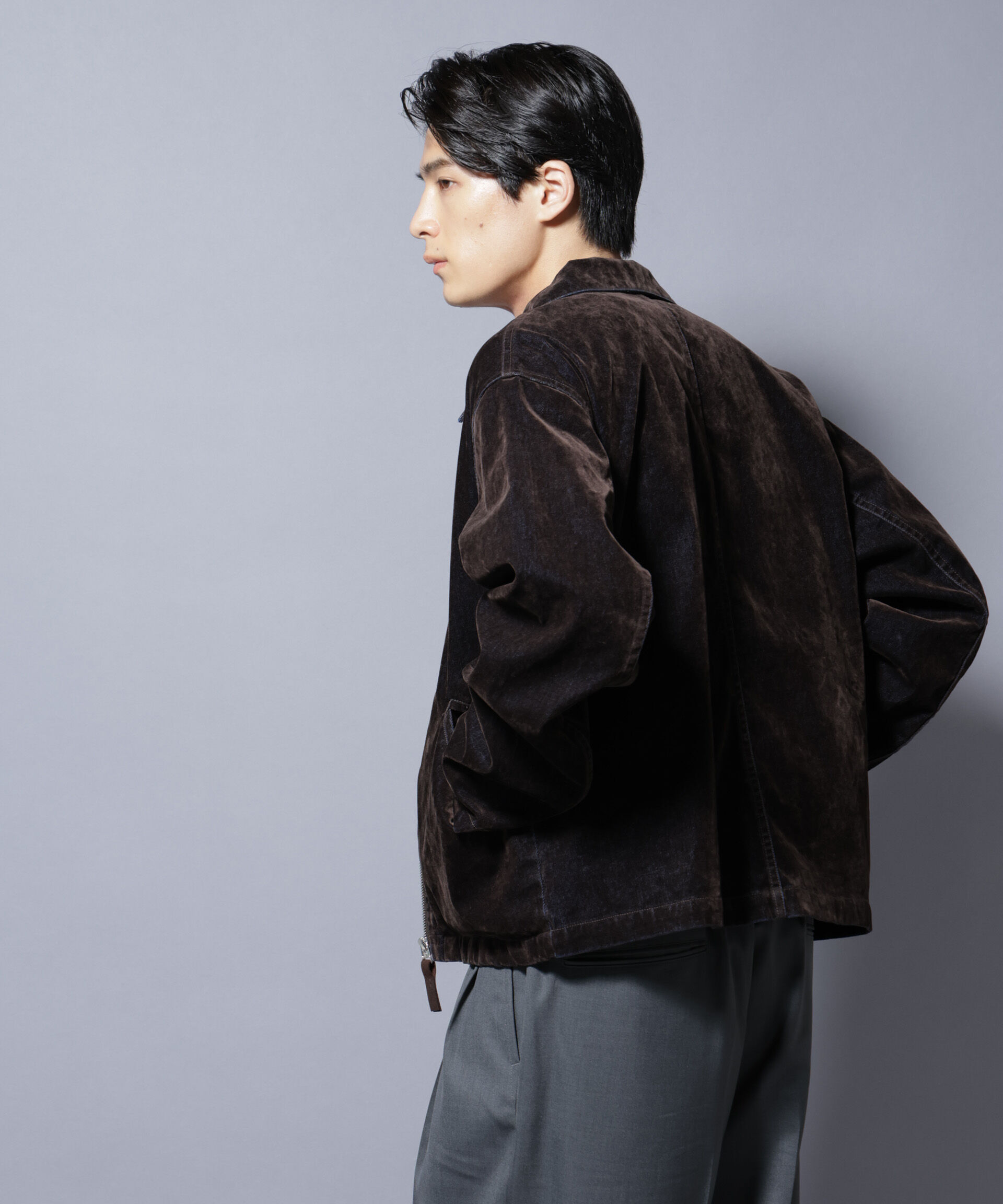 nano･universe「フロッキーデニム スポーツジャケット」|ブルゾン・スタジャン|