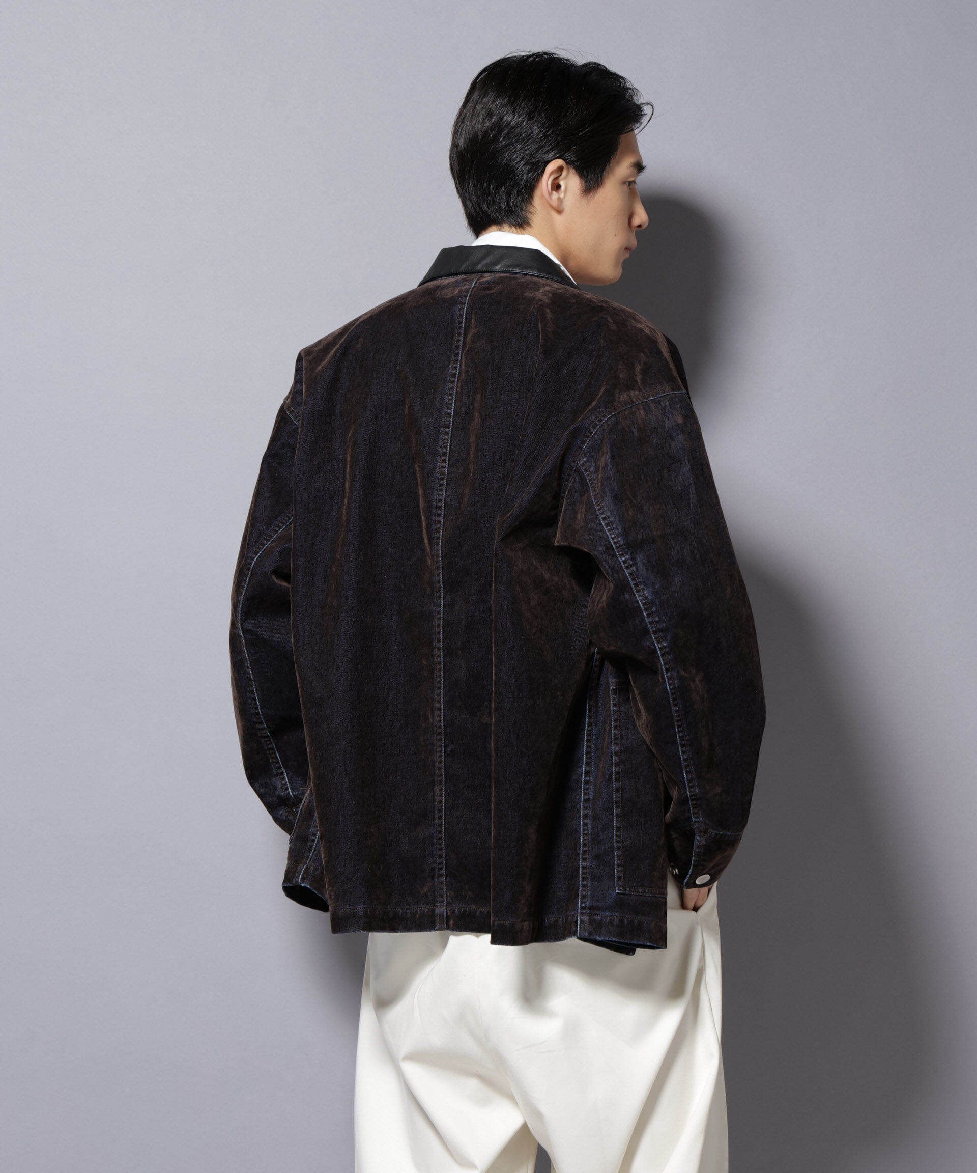nano･universe「フロッキーデニム オーバージャケット」|ブルゾン・スタジャン|