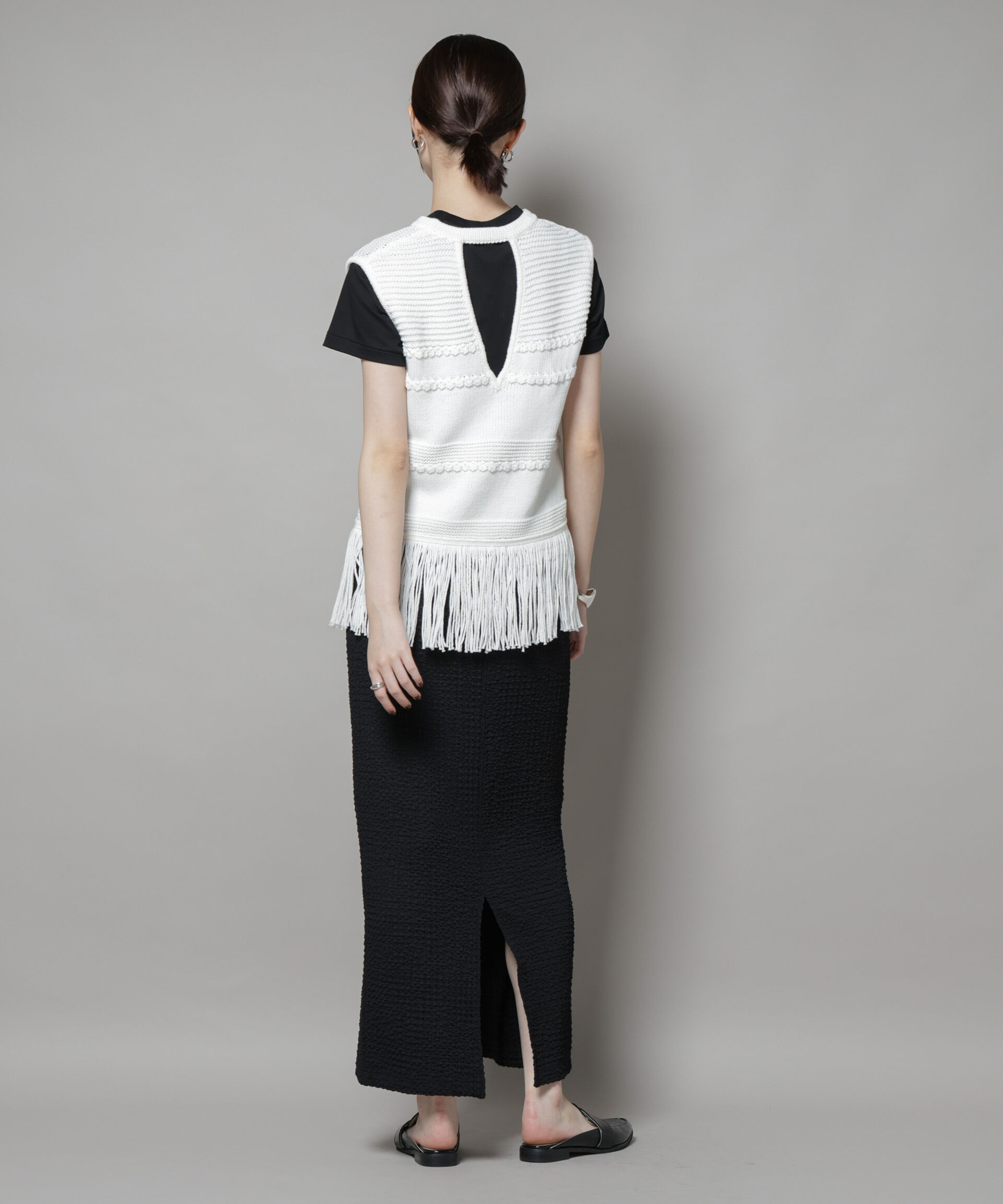 nano･universe「リリヤーンフリンジニットベスト」|ニット・セーター|