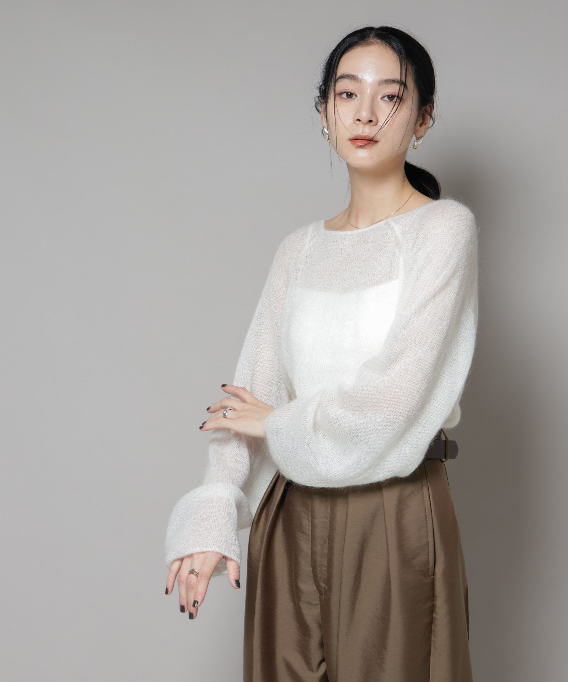 nano･universe「モヘヤ混天竺シアーニット」|ニット・セーター|