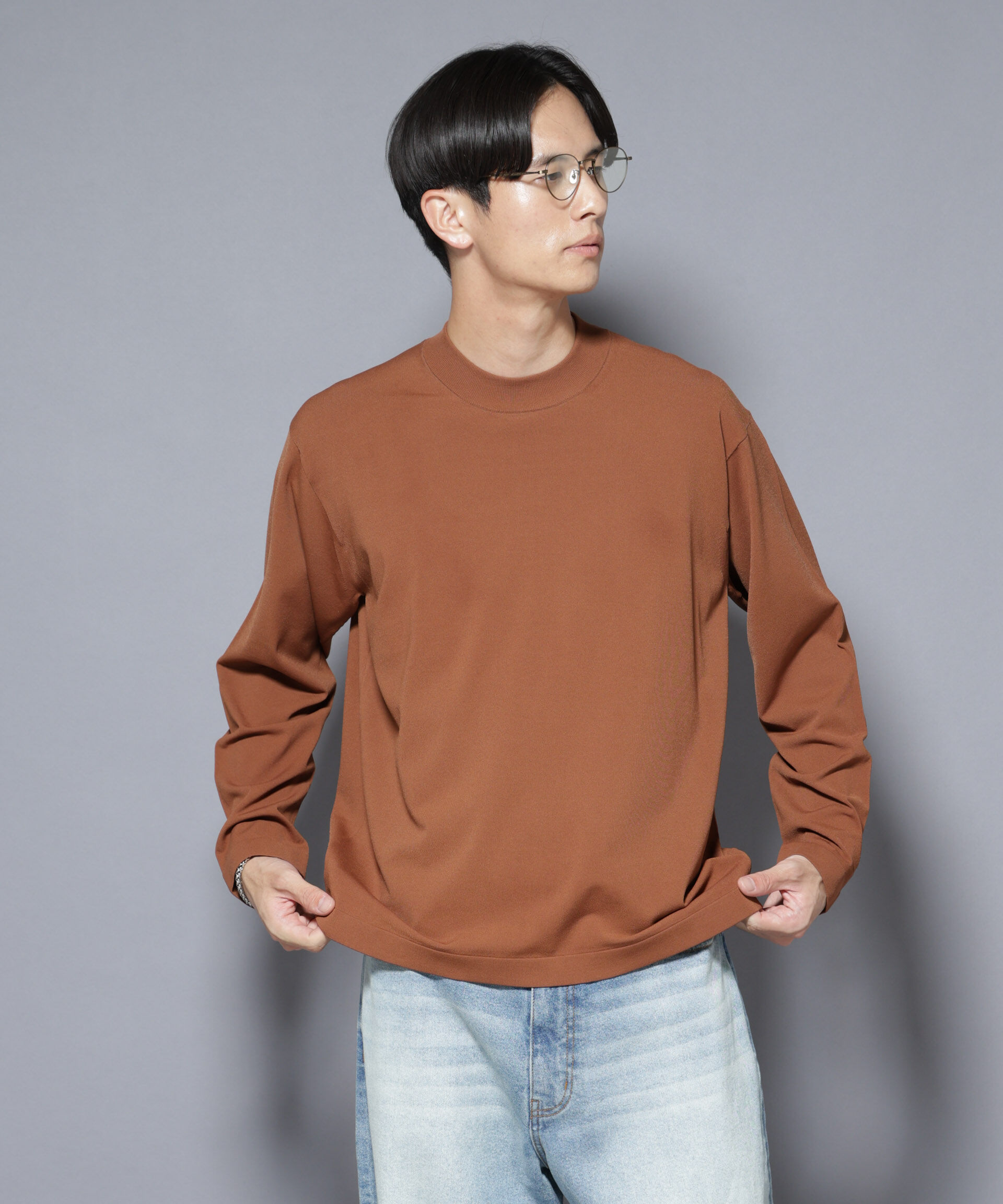 nano･universe「「ELITE 7 FUNCTION」クルーネックニット」|ニット・セーター|ブラウン