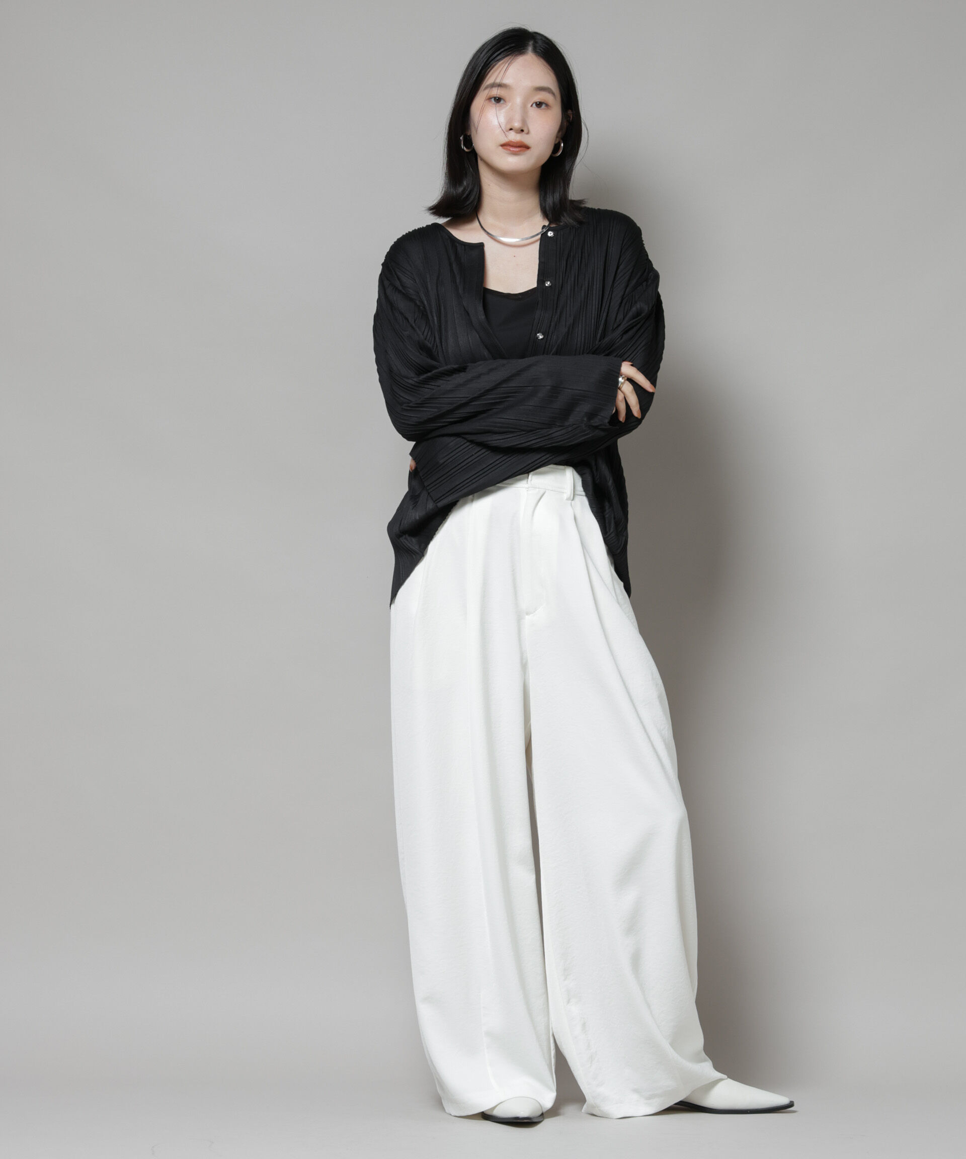 nano･universe「プリーツカットスナップシャツ」|Tシャツ・カットソー|