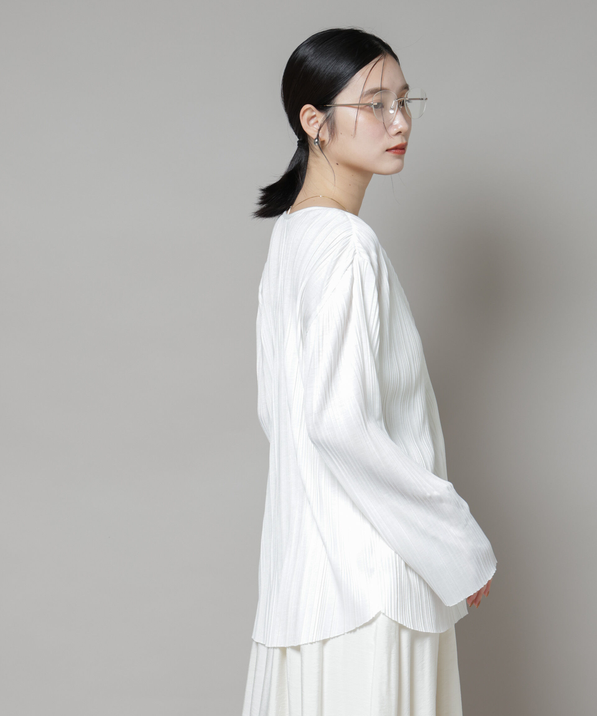 nano･universe「プリーツカットスナップシャツ」|Tシャツ・カットソー|