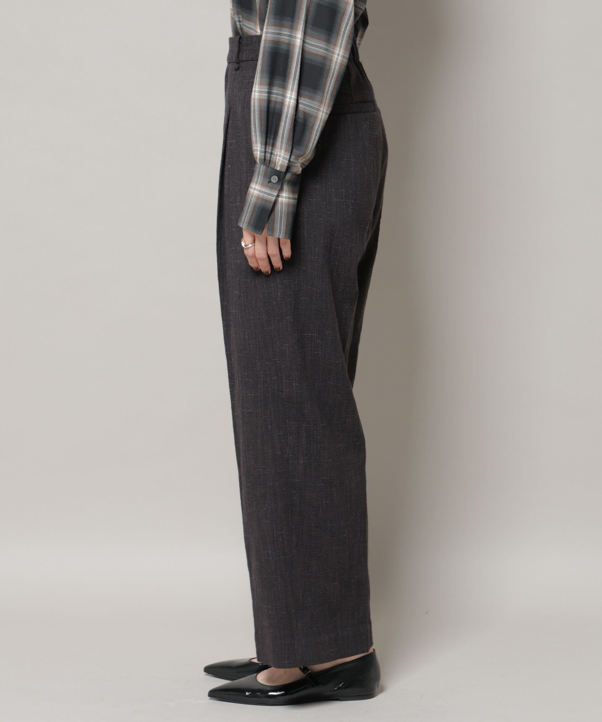 nano･universe「ツイードタックセミワイドパンツ(セットアップ可)」|チノ|