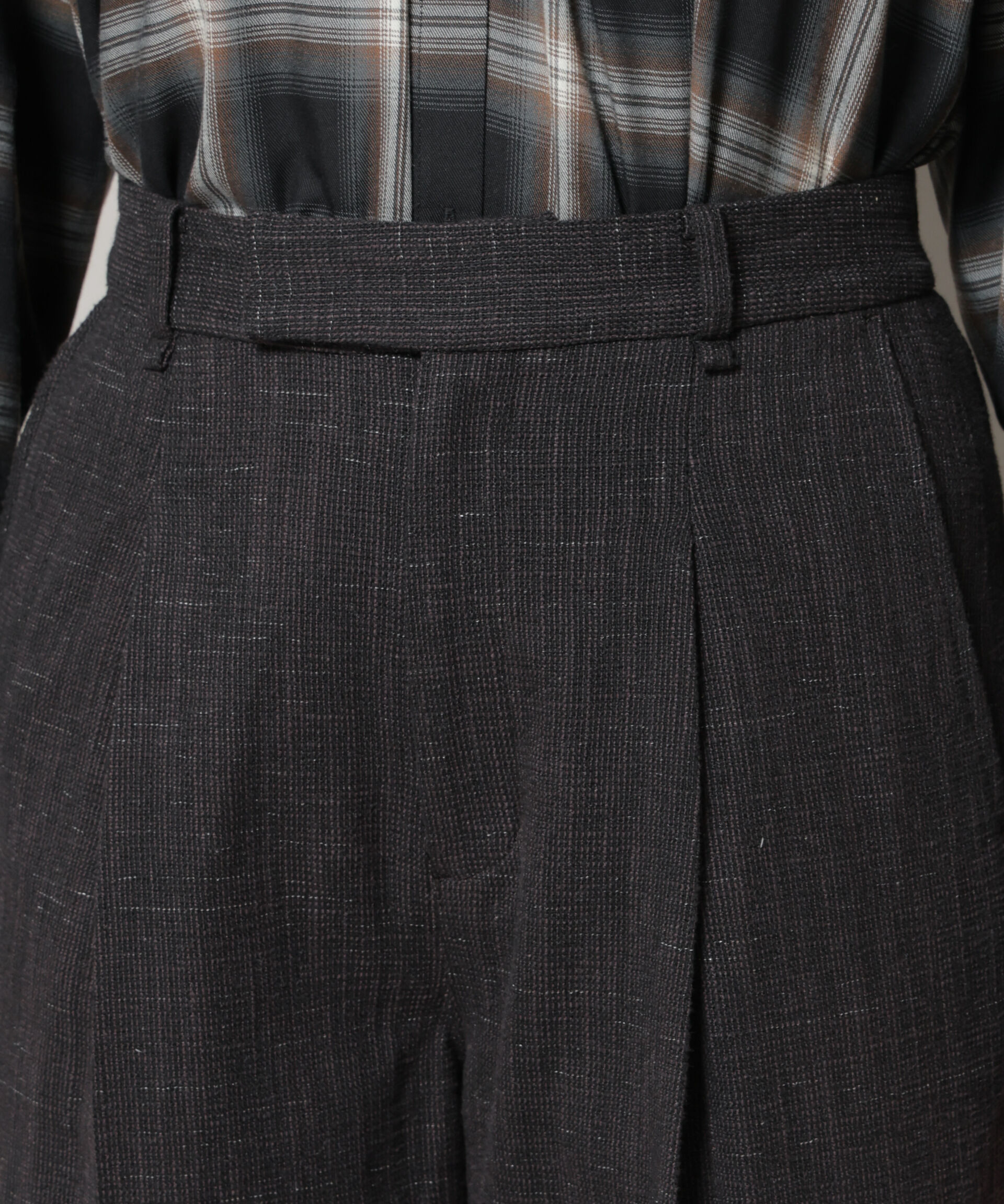 nano･universe「ツイードタックセミワイドパンツ(セットアップ可)」|チノ|