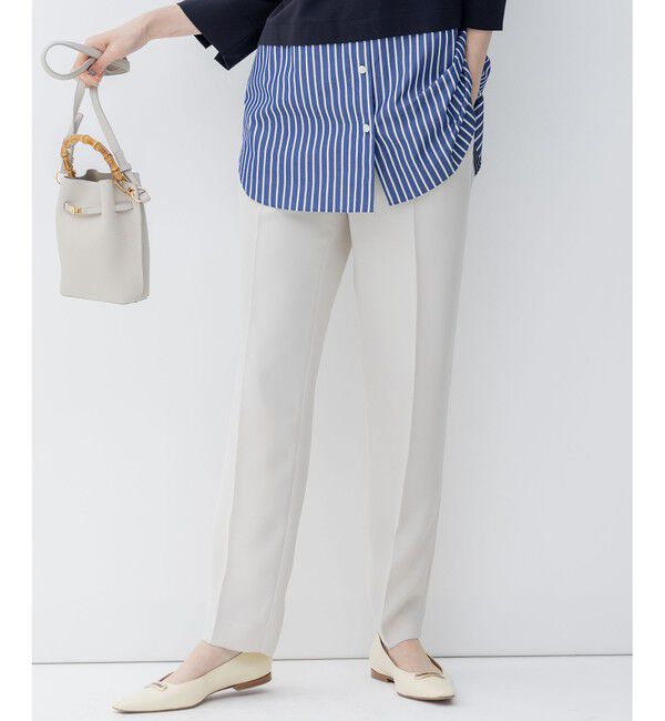 23区「【洗える】ドライダブルサテン ドロスト パンツ」|その他|アイボリー系