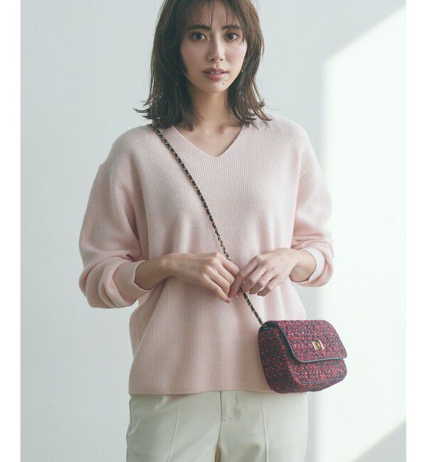 23区「【洗える】ウールカシミヤ Vネック ニット」|ニット・セーター|ピンク系