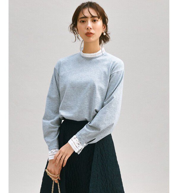 23区「【洗える】ヴィスコースストレッチ レースコンビ ニット」|ニット・セーター|ﾗｲﾄｸﾞﾚ