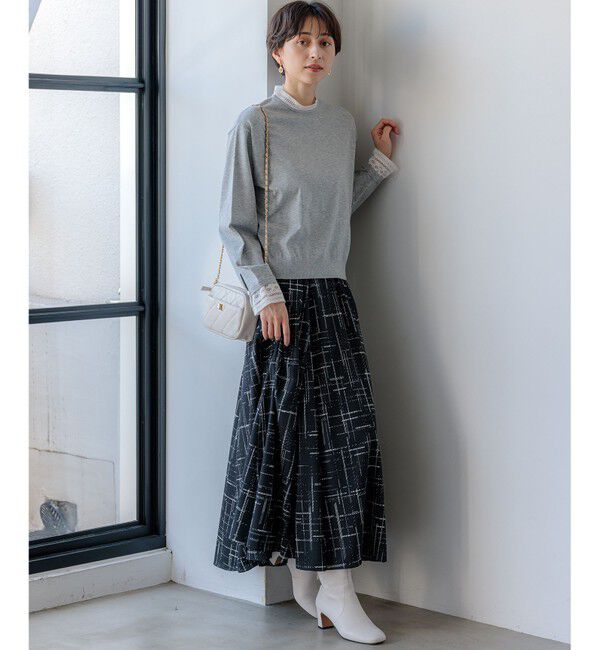 23区「【洗える】ヴィスコースストレッチ レースコンビ ニット」|ニット・セーター|