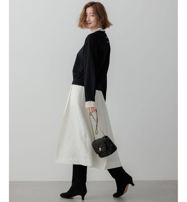 23区「【洗える】ヴィスコースストレッチ レースコンビ ニット」|ニット・セーター|