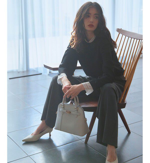 23区「【洗える】ヴィスコースストレッチ レースコンビ ニット」|ニット・セーター|