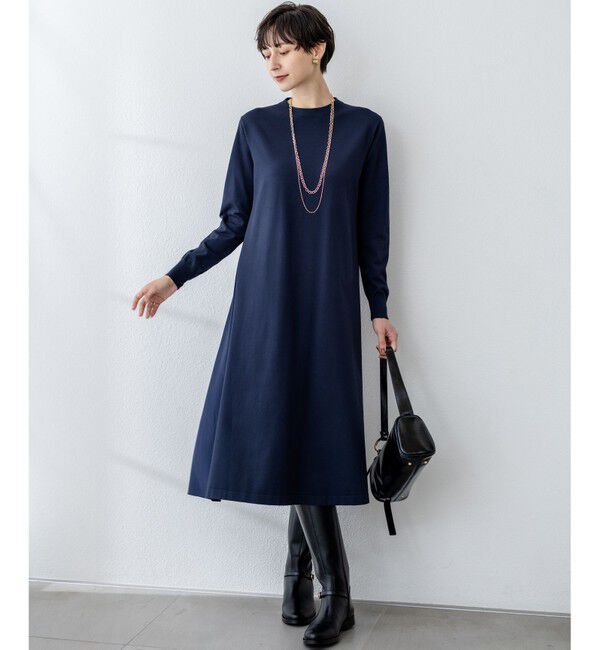 23区「【洗える/吊り干しOK】ヴィスコースストレッチ  バックデザイン ニットワンピース」|ワンピース|