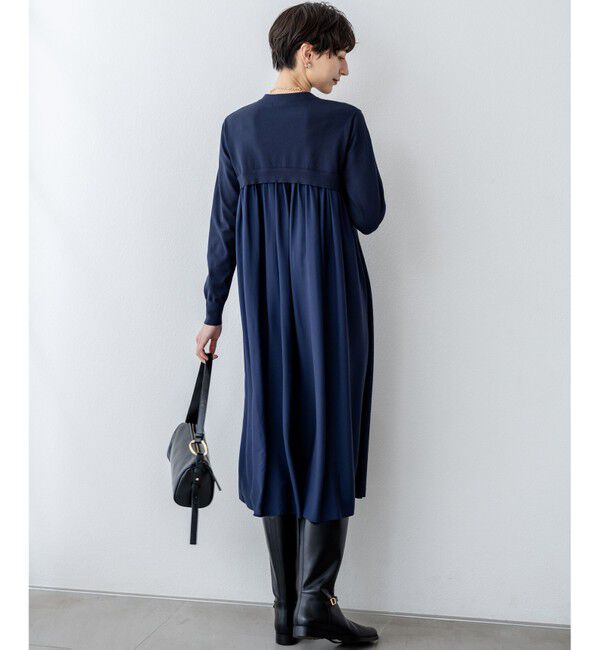 23区「【洗える/吊り干しOK】ヴィスコースストレッチ  バックデザイン ニットワンピース」|ワンピース|