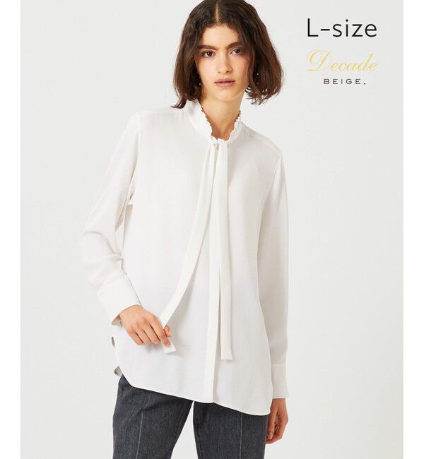 BEIGE,「【L-size】EVA / ボウタイロングスリーブ ブラウス」|シャツ・ブラウス|White